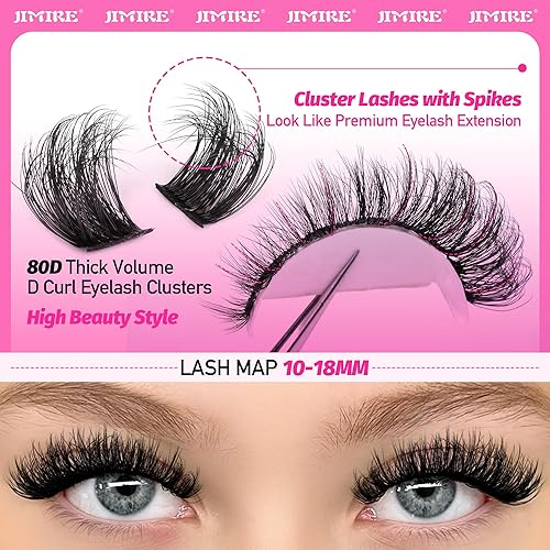 Miniatura 3 de JIMIRE Kit de extensiones de pestañas esponjosas con volumen D, de 0.39 a 0.70 pulgadas, con unión de pestañas y sellado, kit de extensiones de
