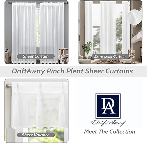 Miniatura 7 de DriftAway Cortinas plisadas transparentes de 84 pulgadas de largo, juego de 2 paneles con pestaña trasera, cortinas verticales traslúcidas,