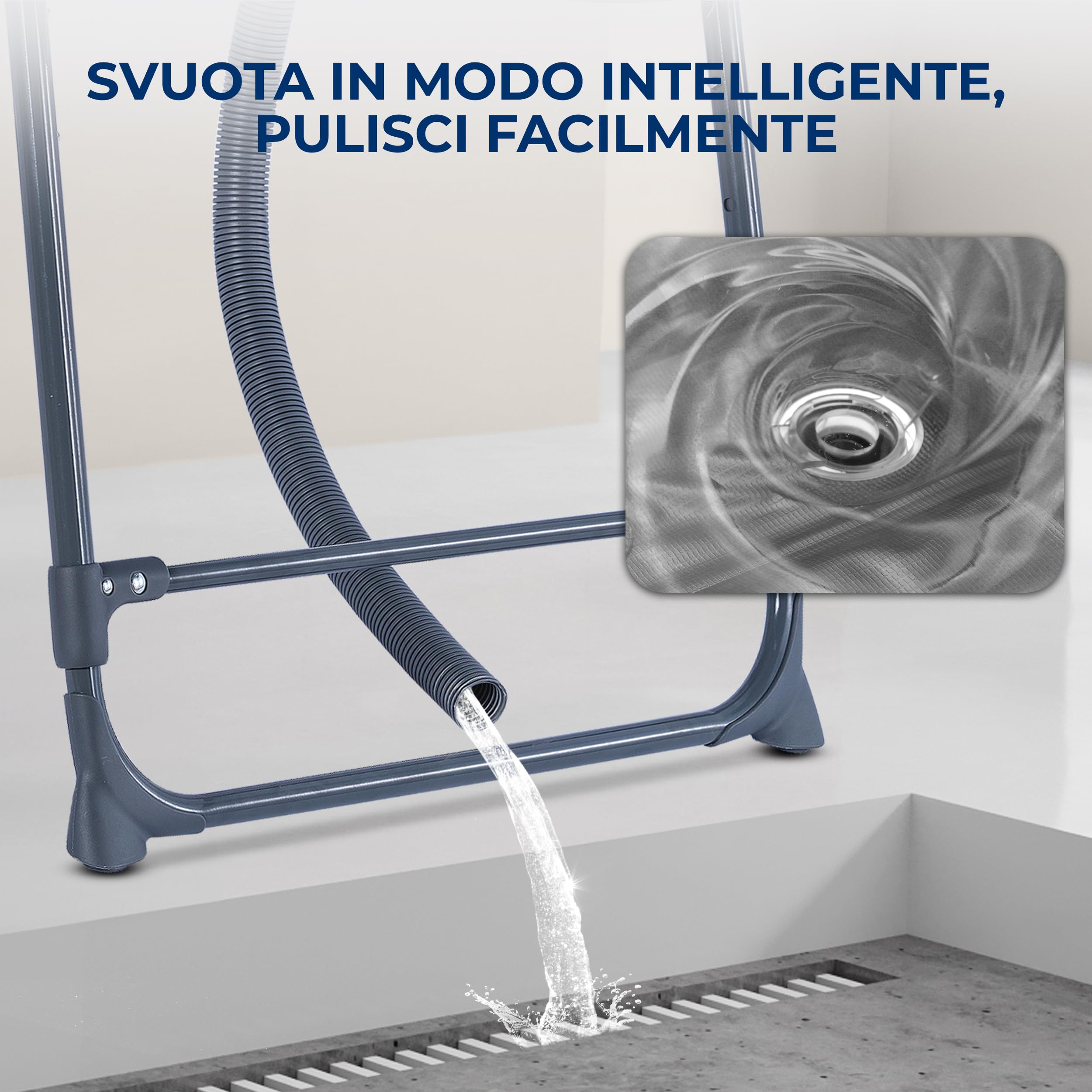 SereneLife Vasca da Bagno per Cani Portatile in PVC e Acciaio Inox, Altezza Regolabile Fino a 86 cm, Tubo di Scarico Integrato, Cani Accessori, Animali di Piccola e Media Taglia, Perfetto per Il Cane