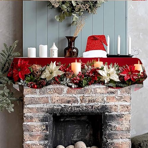 Miniatura 3 de NYZE Bufanda de mantel de Navidad de 60 x 17 pulgadas, para chimenea, decoración para Navidad, chimenea, bufanda, estante, corredor, vacaciones,
