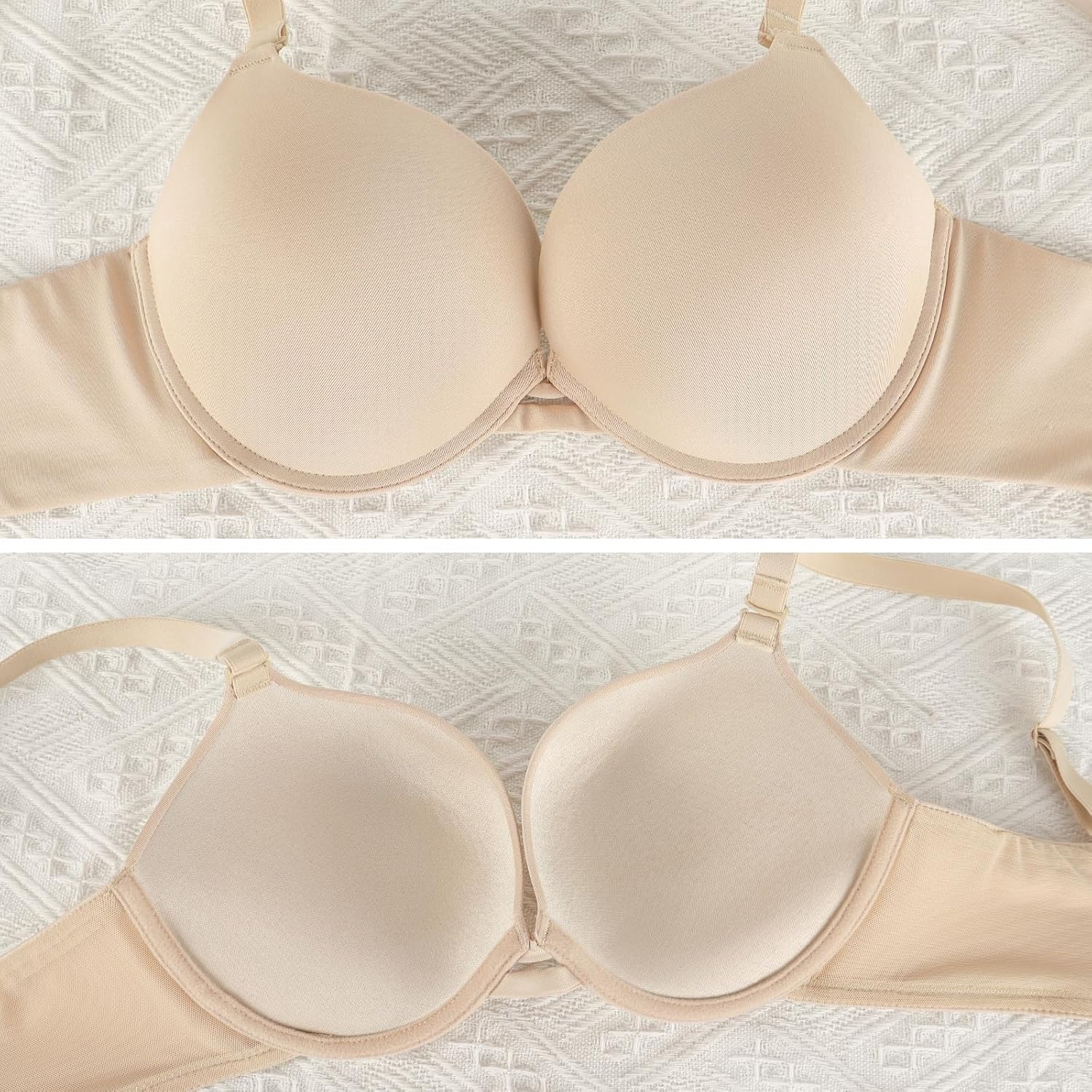 Push Up Thick Padded Plunge Underwire T Shirt Lace Bra Lift Support for Women Add One Cup - Image 5