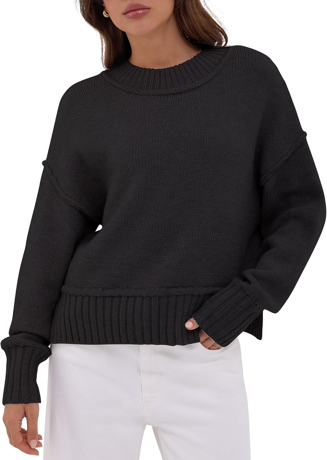 ZAFUL Cozy Fall Sweaters for Women 2025 Fall Outfits Crew Neck Pullover Winter Casual Knit Sweater