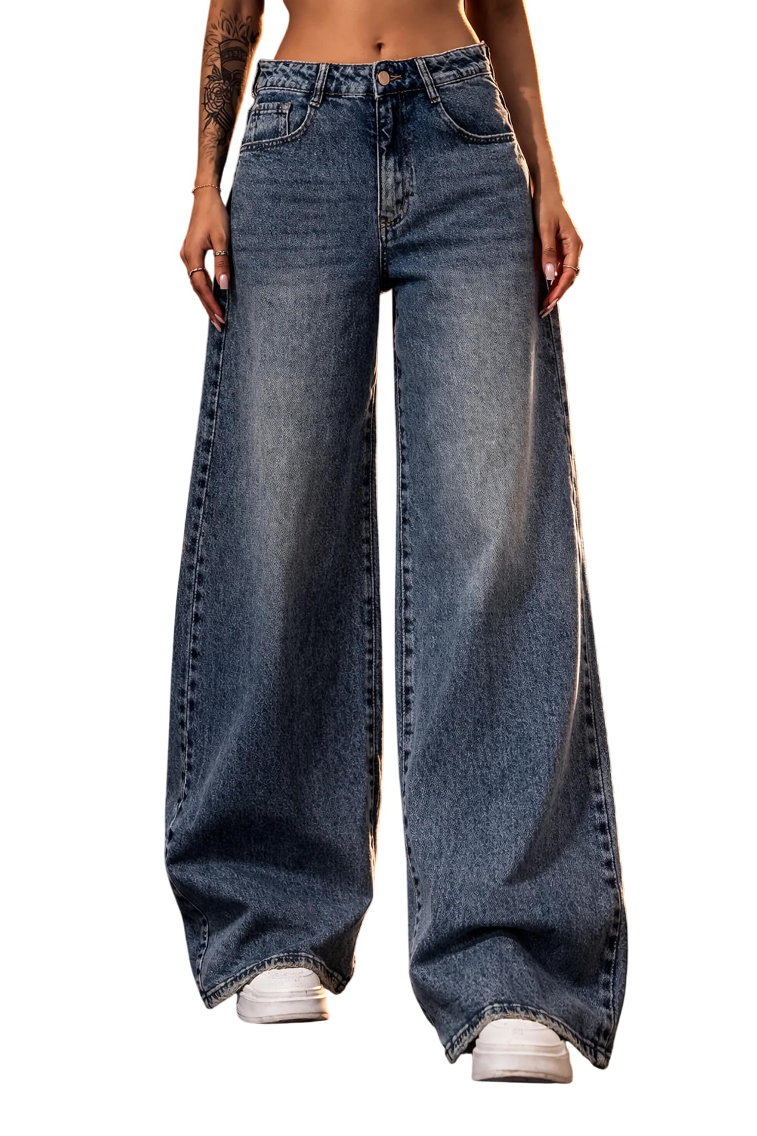 kotty Women’s Wide Leg Denim Jeans | Loose Fit High Rise Baggy Style Jeans for Women-picture-11