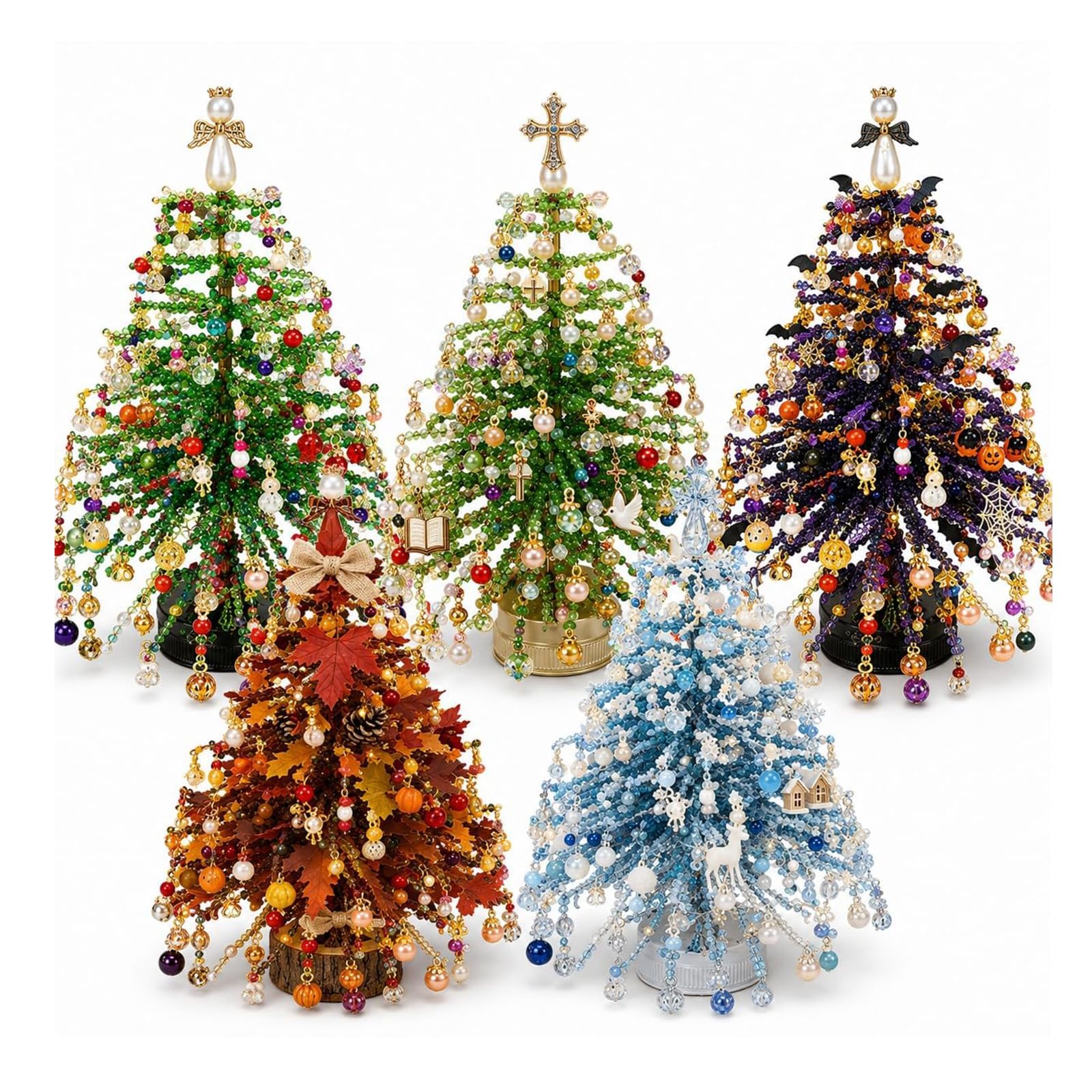 DIY Beaded Christmas Tree Kit, with Colorful Beads & Ornaments | DIY Crystal Bead Christmas Tree Making Kit, Handmade Holiday Craft Set, Christma-s Craft Gift for Craft Lovers โ image 1