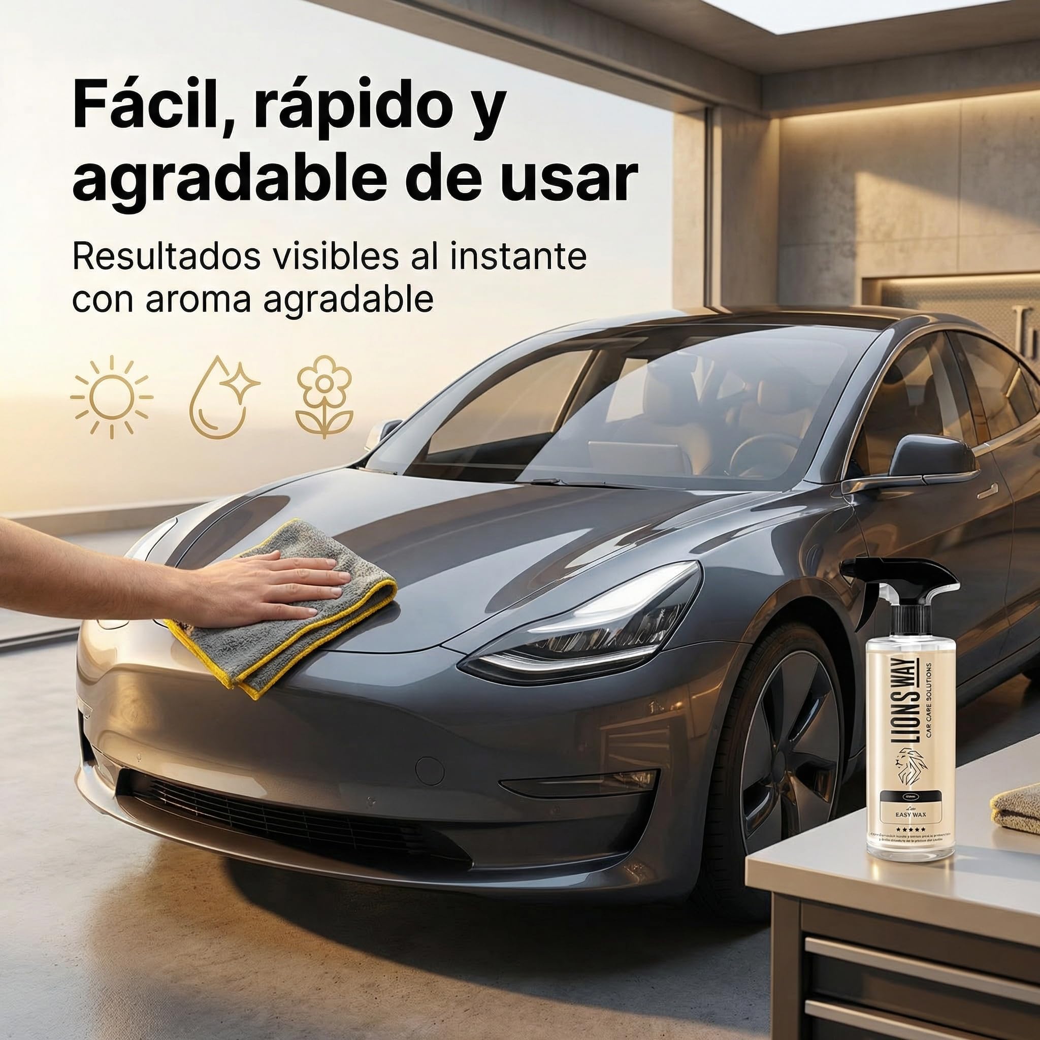 Cera de Carnauba para Coche 100% Pura - Tratamiento Cerámico e Hidrofóbico, Sin Silicona, Cera Líquida Alto Brillo, Sellador de Pintura Exterior, 500ml