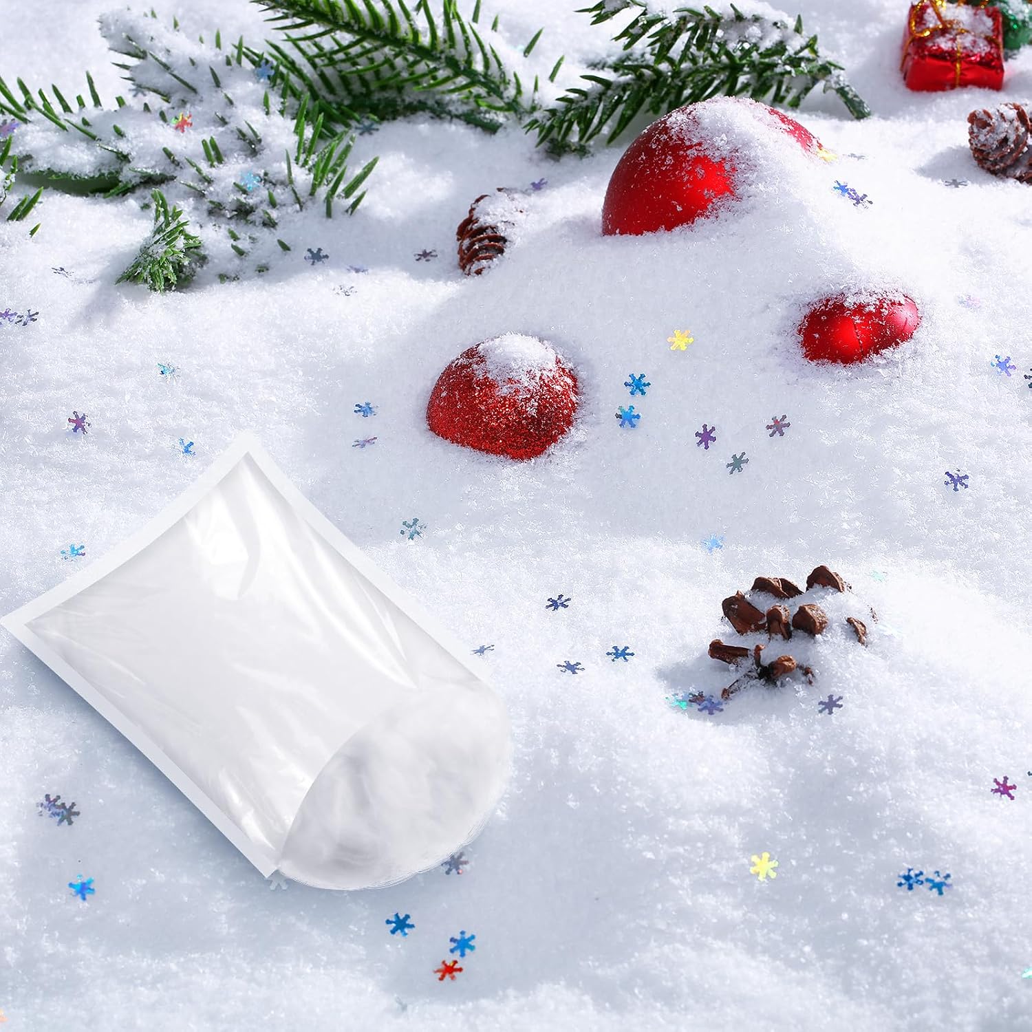 Threan 11.3 oz Fake Snow Decoration Artificial Snow for Holiday Decorations for Winter Holiday Decor and Handcraft Displays(Multicolor)