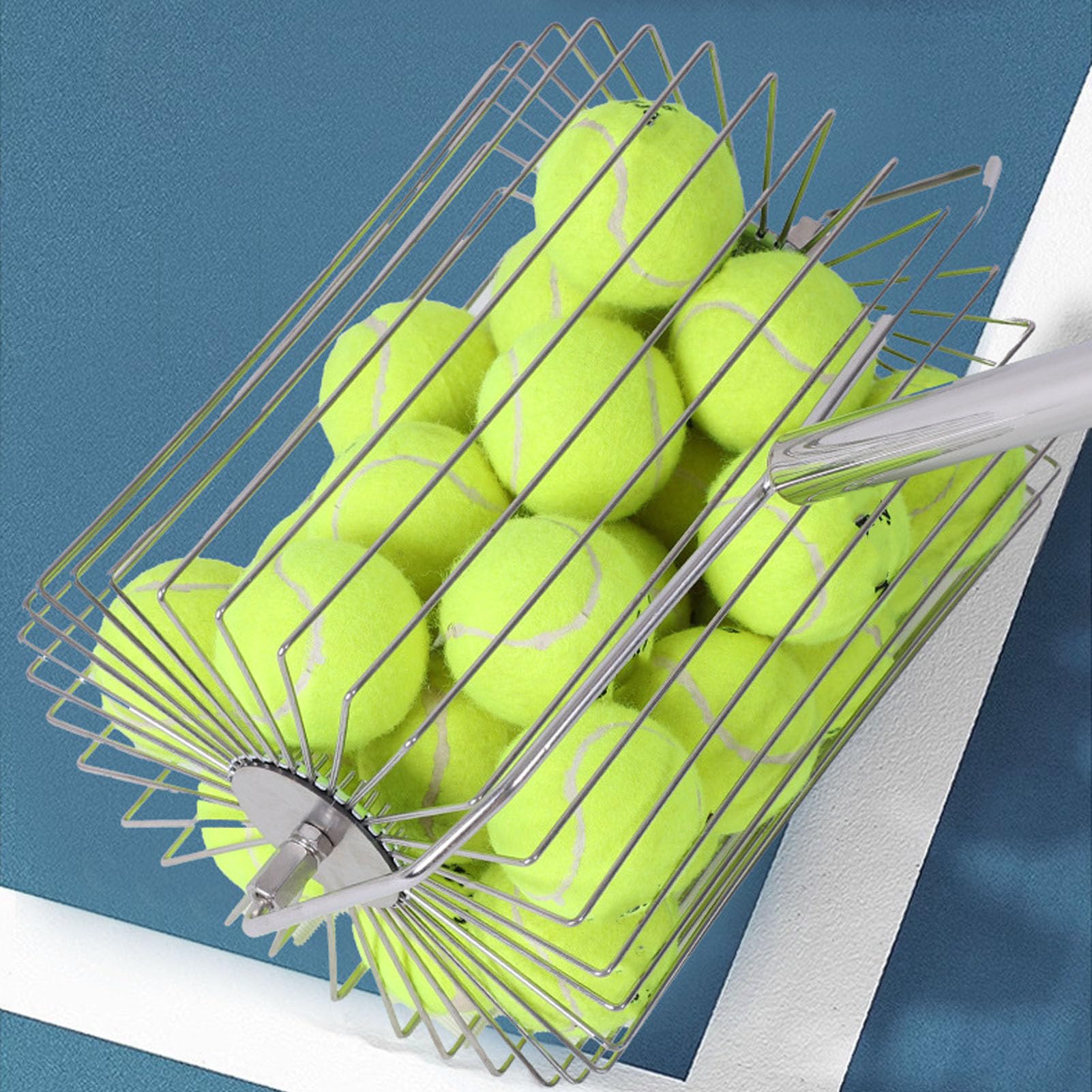 Jenngaoo Tennisball Picker Tragbarer Tennisball Sammler aus Edelstahl (L)