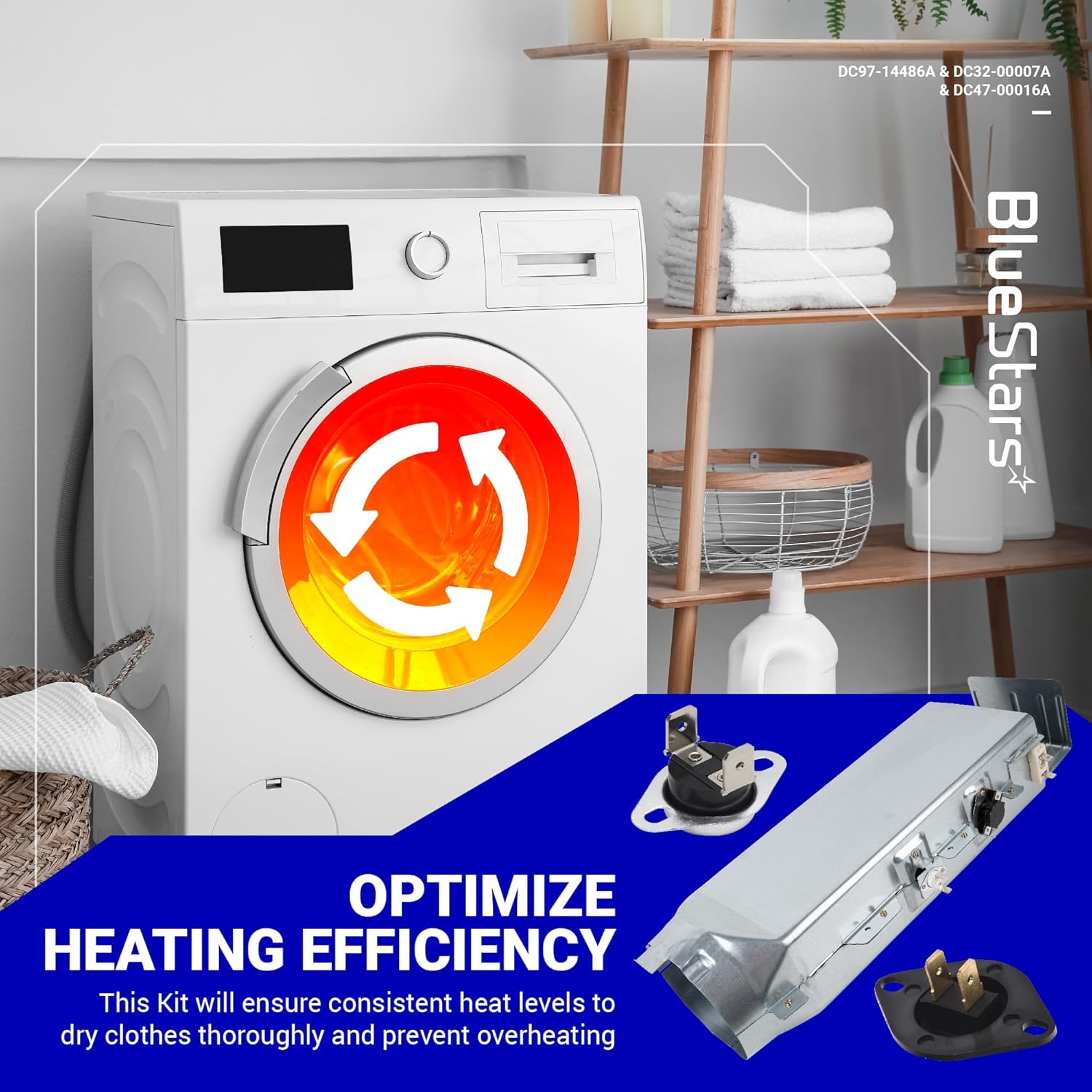 [Upgraded] DC97-14486A Dryer Heating Element Kit For DV42H5000EW/A3 DV45H7000EW/A2 DV40J3000EW/A2 DVE50R5400V/A3 DVE50R5200W/A3 DVE50M7450W/A3 DV42H5200EP/A3 DV42H5200EW/A3 DV48H7400EW/A2