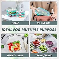 Vista 6 de KOMUEE - Juego de 10 recipientes de vidrio para preparación de comidas con tapas, recipientes herméticos para el almuerzo, aptos para microondas