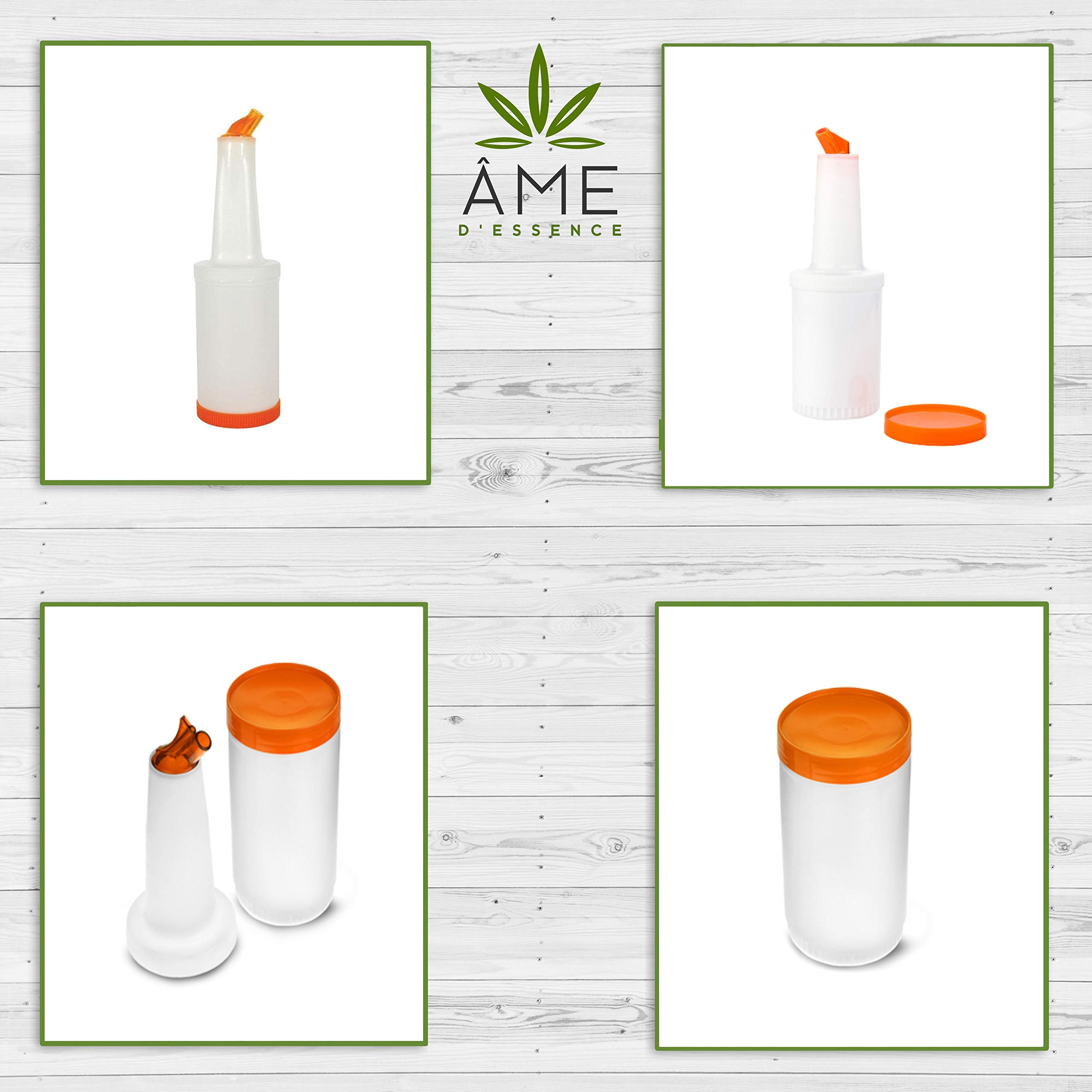 (1-PC-1Qt) Orange Store N Pour Spout Bottle Containers Flow-N-Stow Fruit Juice & Liquor Bar Pour Bottles