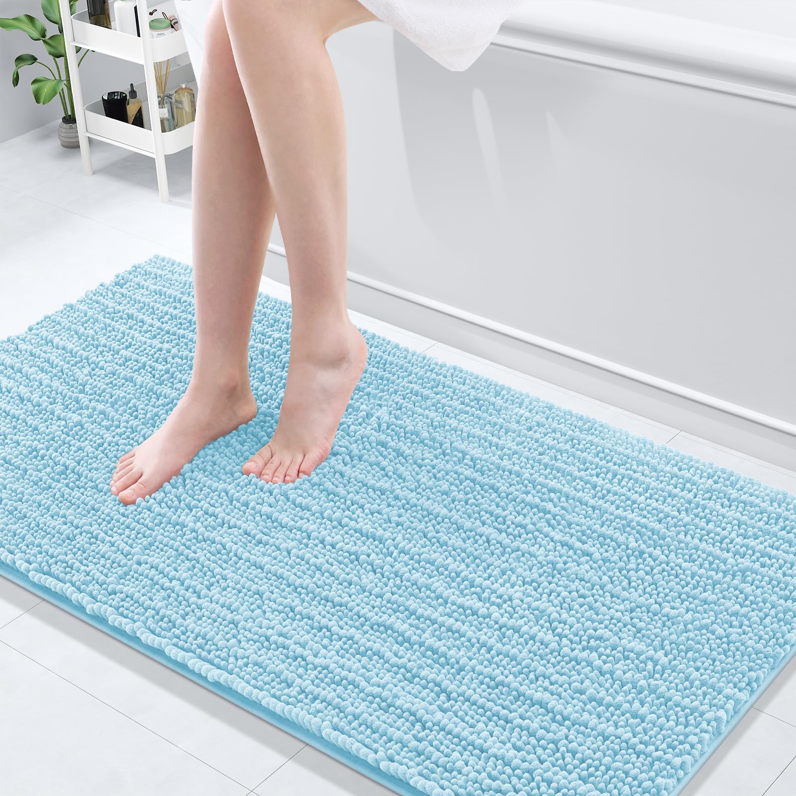 Arotive Luxury Chenille Bathroom Rug Mat, Extra Soft Thick Absorbent Shaggy Bath Rugs, Non-Slip Machine Wash Dry, Plush Bath Mats for Bathroom, Shower
