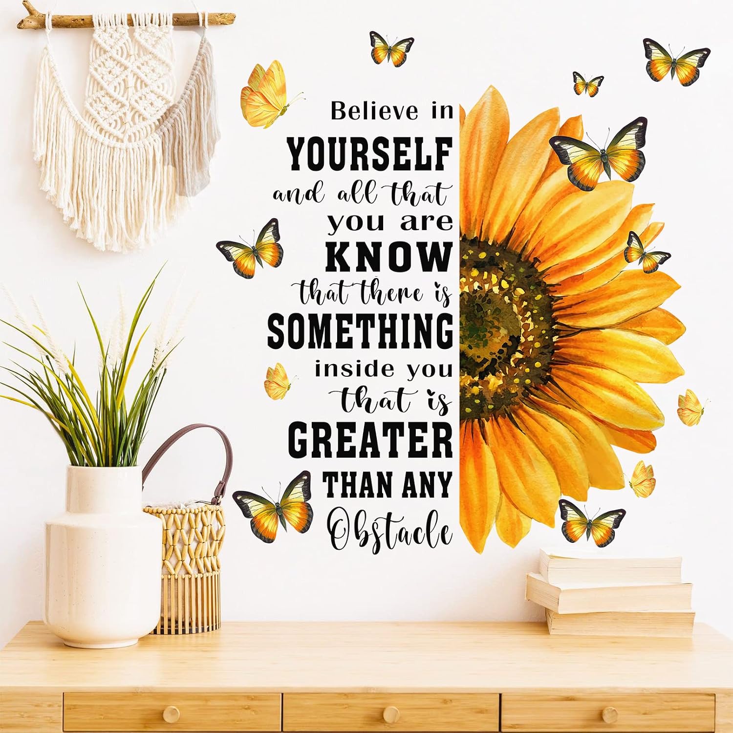 Mfault Spring Summer Sunflower Inspirational Wall Decals Stickers, Fall ...