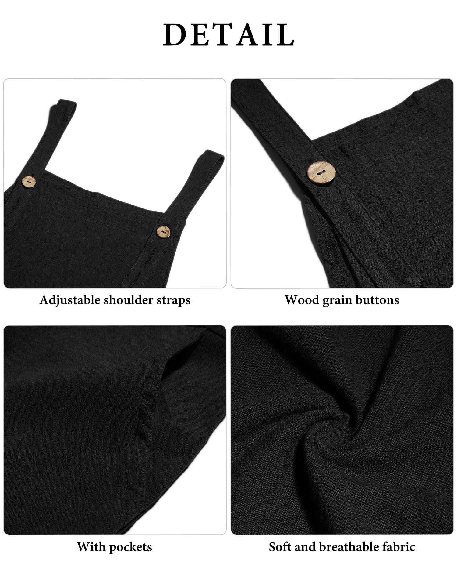 VEVESMUNDO Peto de verano para mujer, holgado, de algodón, largo, elegante, retro, holgado, con piernas anchas, mono, con bolsillos, 34, 36, 38, 40, 42, 44, 46, 48, 50