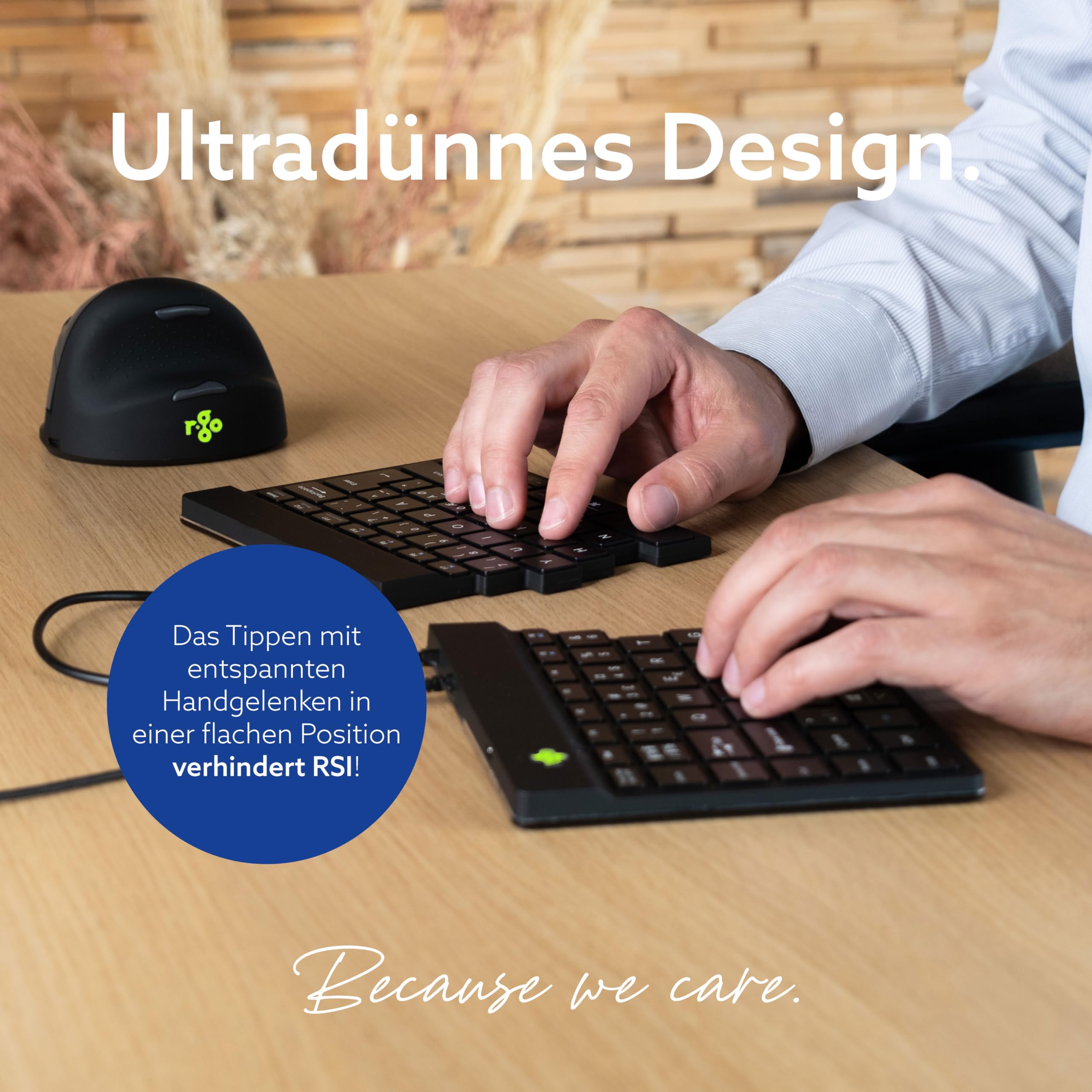 R-Go Split Tastatur Zweiteilig, Ergonomische Design mit Geteilte Tastenfeld und Integrierter Pausenanzeige, QWERTY (US) Layout, USB-C/A Kabelgebunden, Schwarz, Version 2