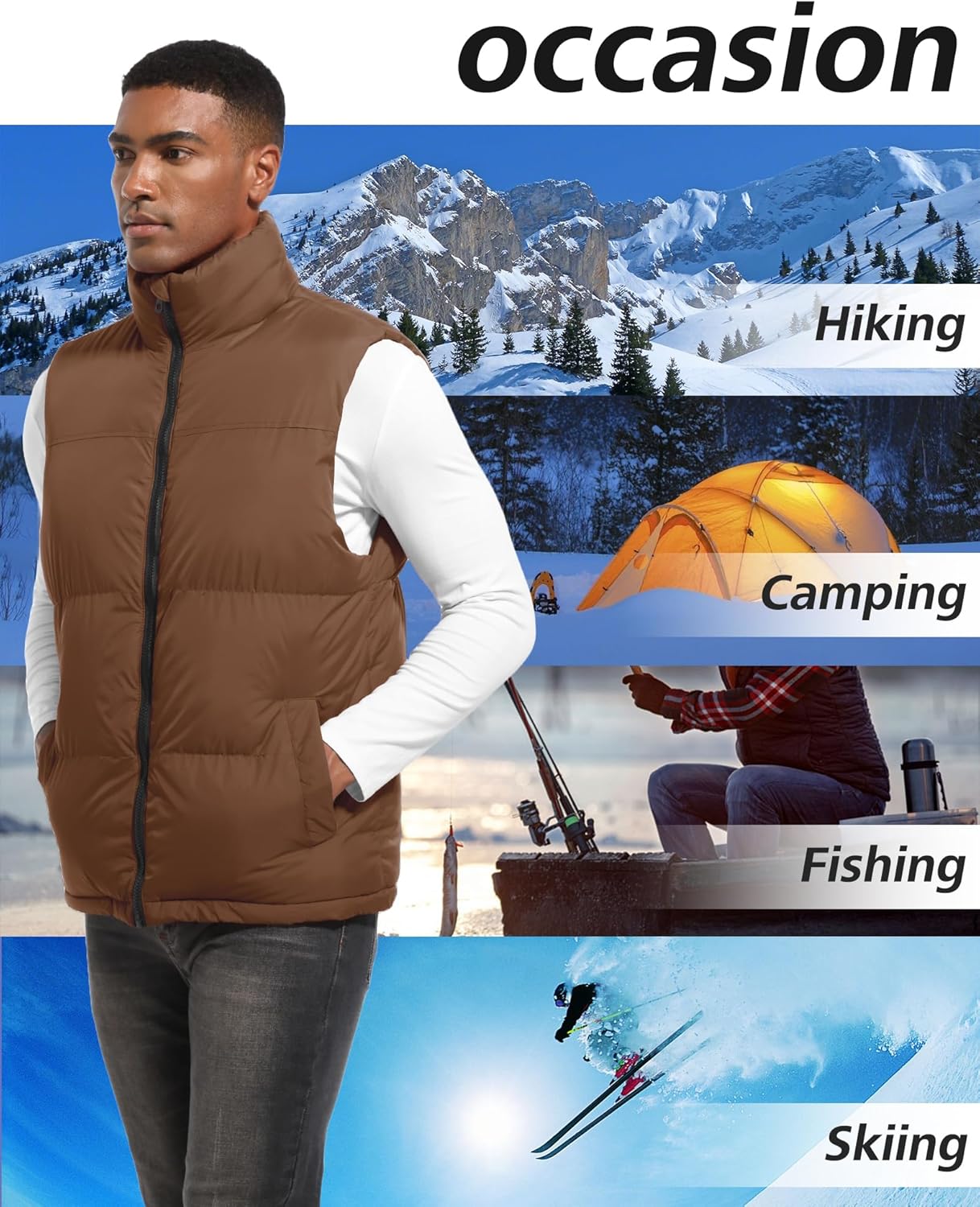 Men's Puffer Vest Sleeveless Jacket Outdoor Winter Warm Lightweight Quilted Outerwear Vest M to 3XL - Image 6