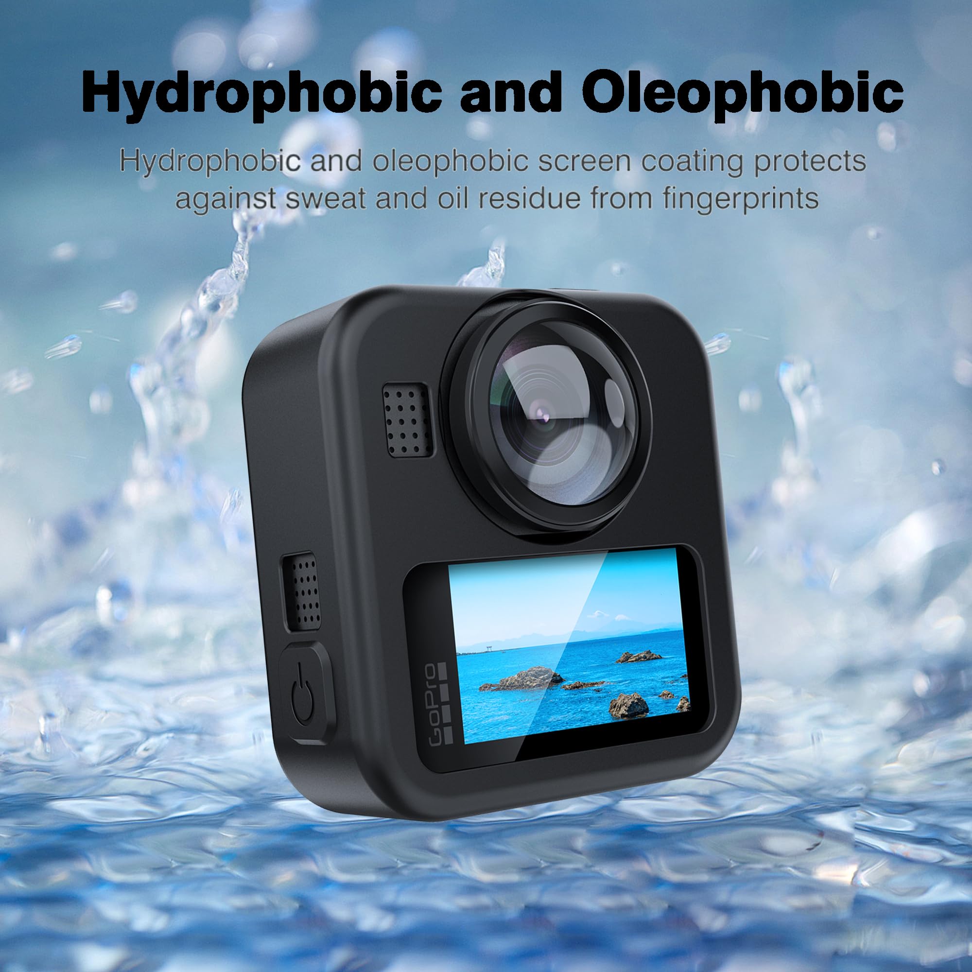 Effcotuo Etui na telefon komórkowy do GoPro MAX 2 z 2 sztukami folii ochronnej do szkła pancernego, ultra cienkie etui, odporne na uderzenia, etui ochronne na telefon komórkowy, amortyzacja wstrząsów