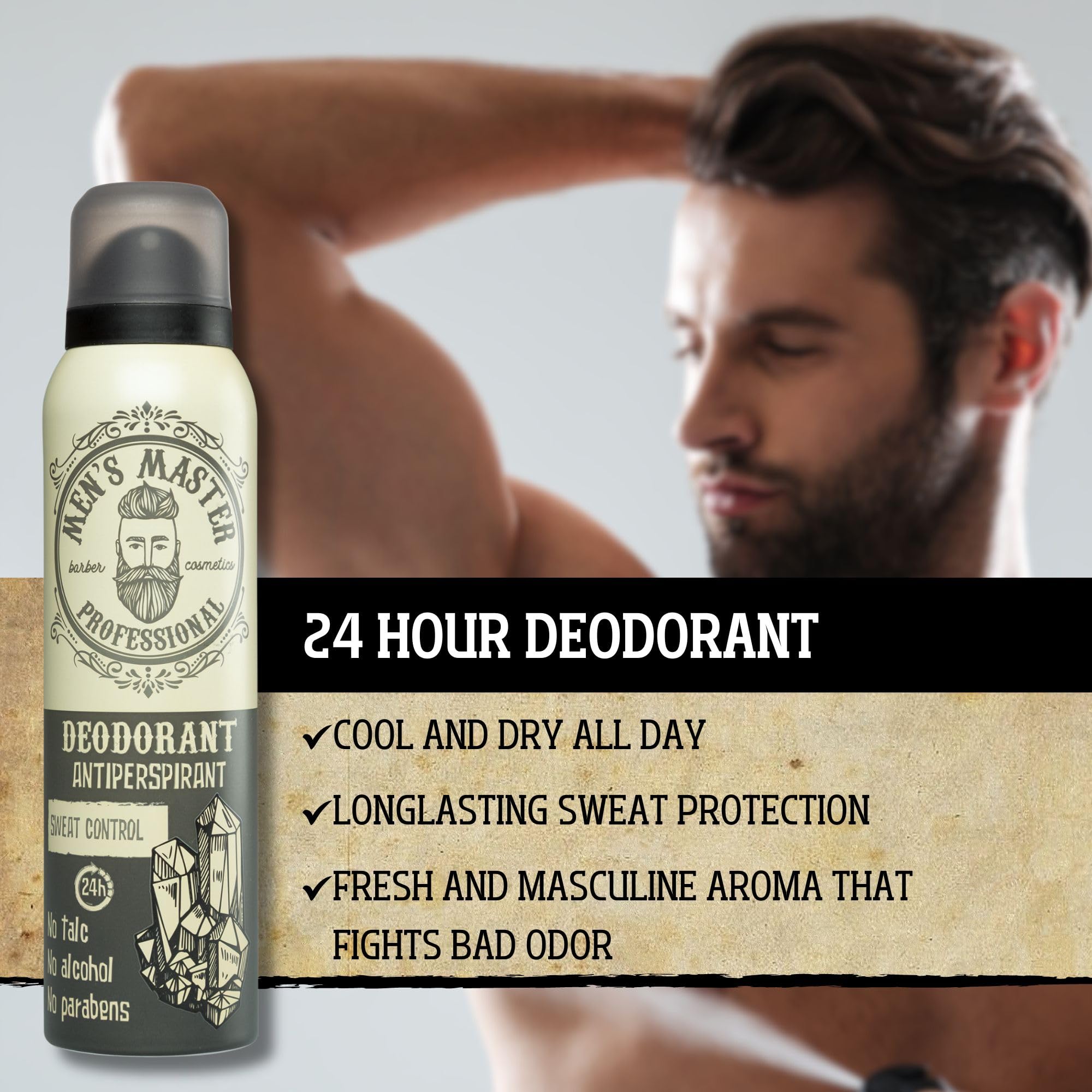 3-częściowy zestaw na co dzień | Dezodorant antyperspiracyjny 24 godziny | Odmładzający krem przeciwstarzeniowy dla mężczyzn | Szampon do Ciała i Włosów | Zestaw upominkowy dla Niego