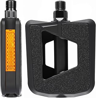 Bike Bike Pedals - Non-Slip Plastic Pedals with Reflectors, Lightweight 9/16" Platform Fits City/Road/Hybrid/E-Bikes/Beach Cruiser/Most Adult Bikes