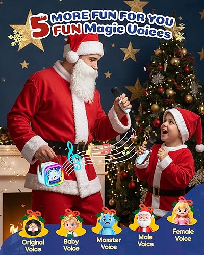 Miniatura 87 de Máquina de karaoke para niños y adultos, minialtavoz Bluetooth portátil con 2 micrófonos inalámbricos y luces de fiesta, para celular, regalo