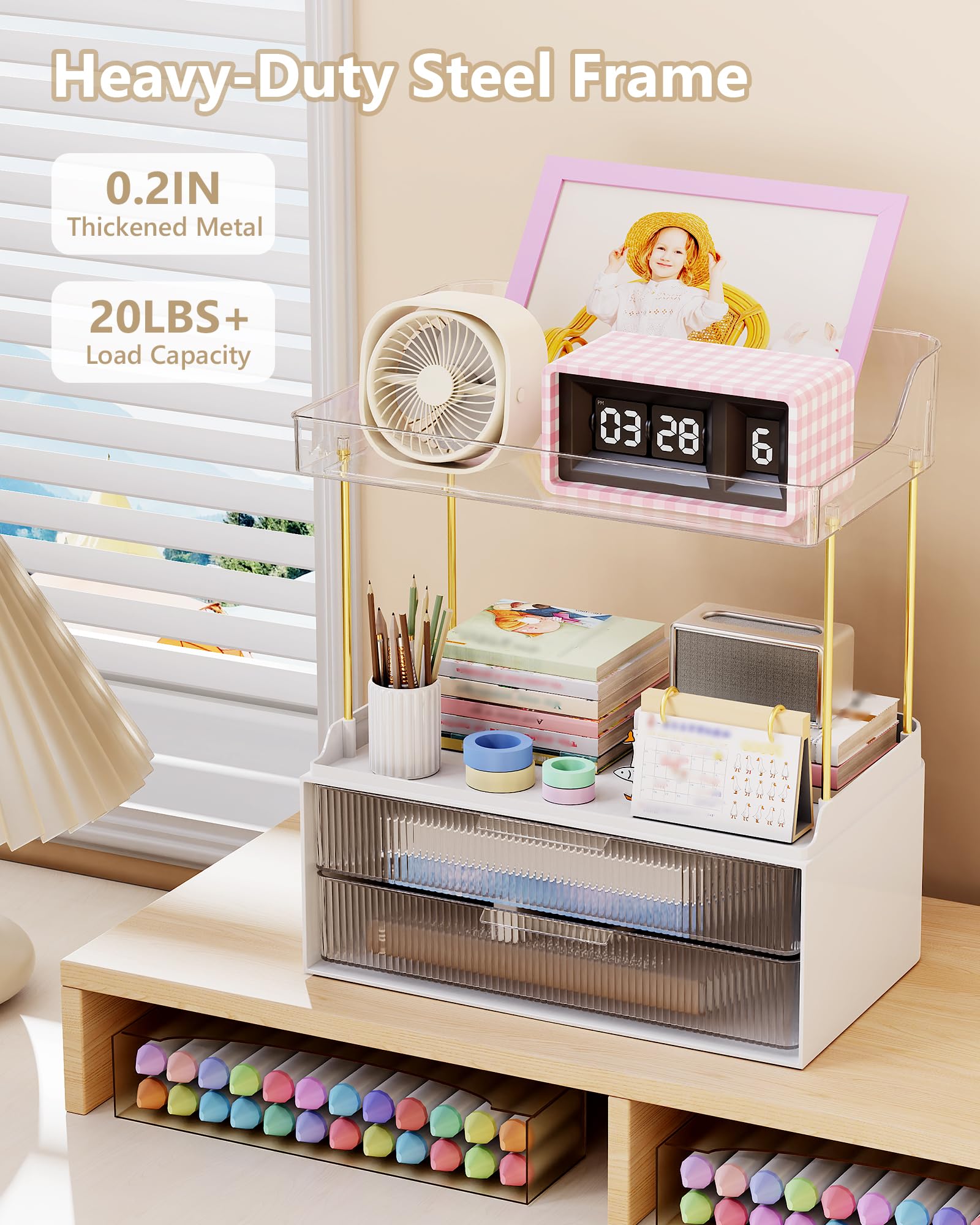 Anylady Bathroom Organizers and Storage, Makeup Organizer (Sturdy Durable Attractive), Ideal for Vanity, Countertop, Counter, Perfume, Skincare, Cabinet, Cosmetic, Dresser Organizer (Gold)