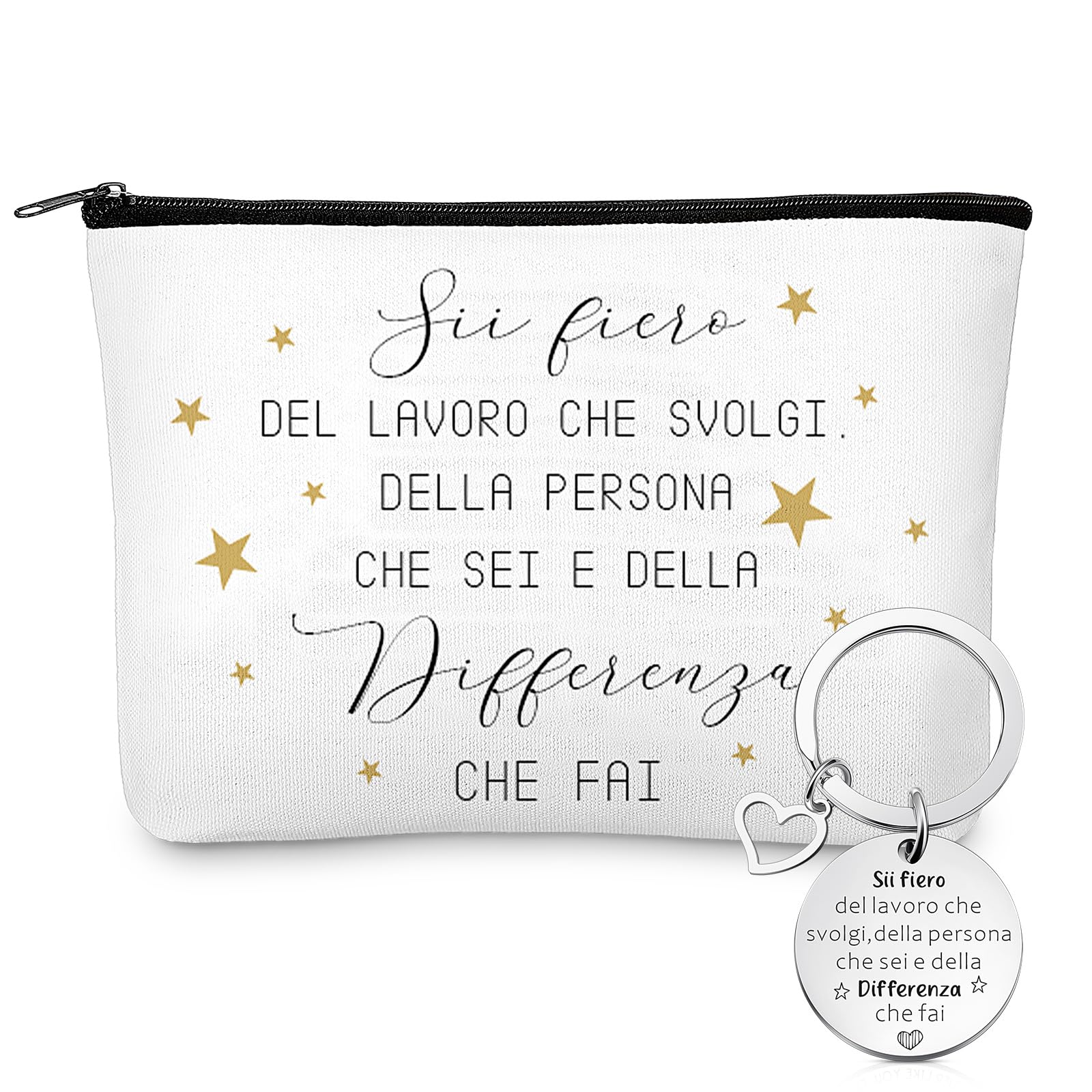 Xuniea 2 Pezzi Regali per Insegnanti Borsa di il Trucco Portachiavi