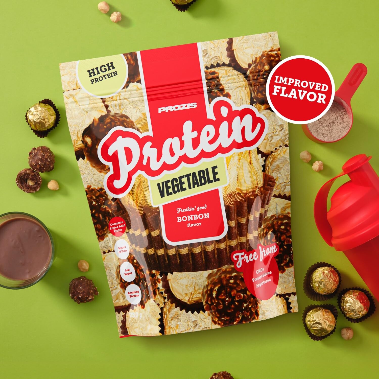 Prozis Protein Vegetable 750 gr - proteine vegetali soia, canapa, piselli, riso (bonbon cioccolato)