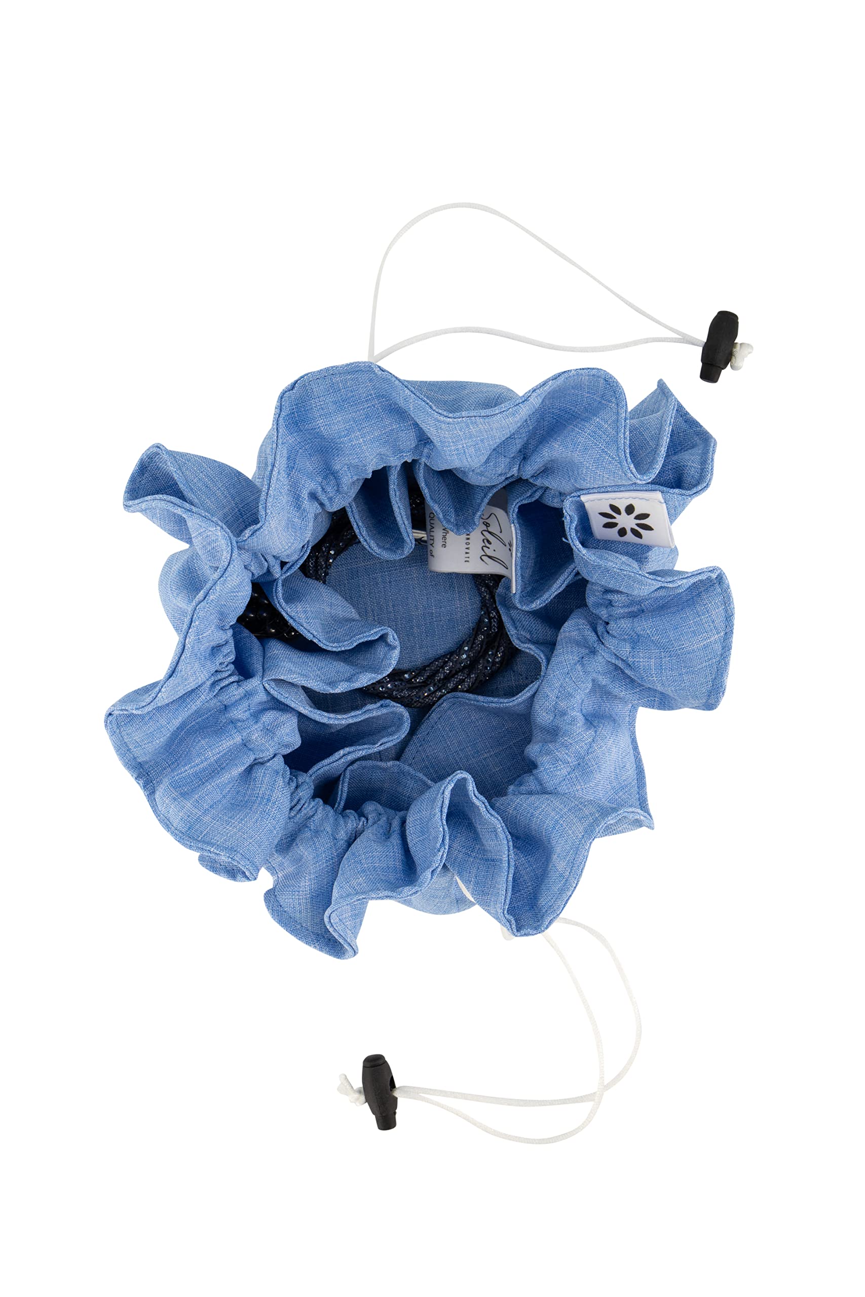 SoleilSoleil Mini Travel Jewelry/Jewelry/Makeup Storage/Organiser Bag for Teens & Adults - Handmade - Cotton Polyester Fabric, Color Sky Blue - Size 40.5x40.5 cm (LxW)