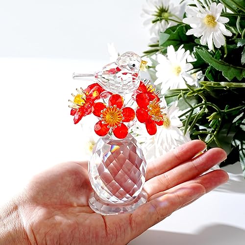 Miniatura 3 de Figura de flor de cristal con diseño de pájaro y no te olvides, 3 x 4 pulgadas, adornos coleccionables para decoración del hogar, centro de mesa,