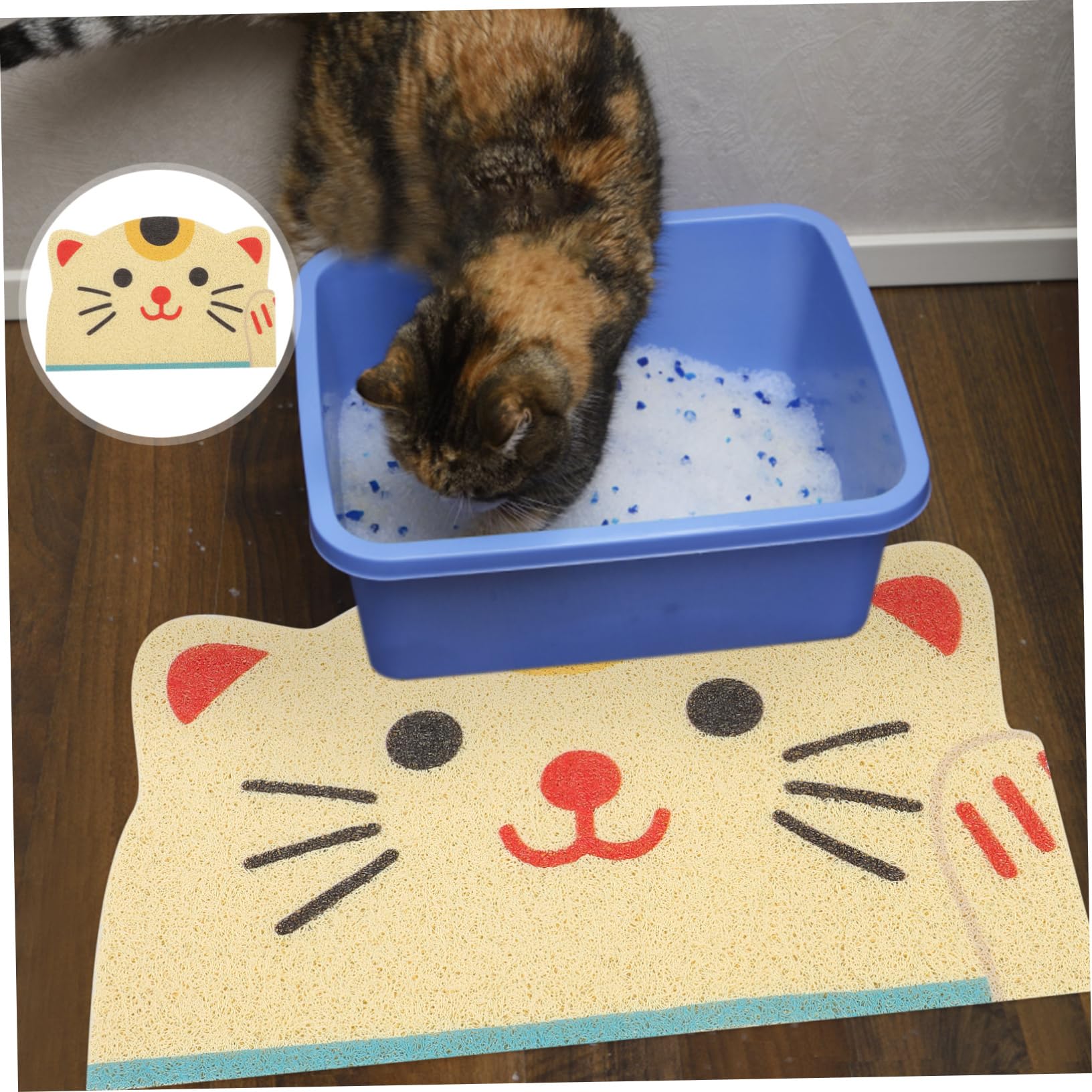 COLLBATH Katzenstreumatte Für Katzentoilette Kleine Größe Aus Pvc Katzenkopfförmig Streuauffangmatte Kompatibel Mit Verschiedenen Toilettengrößen