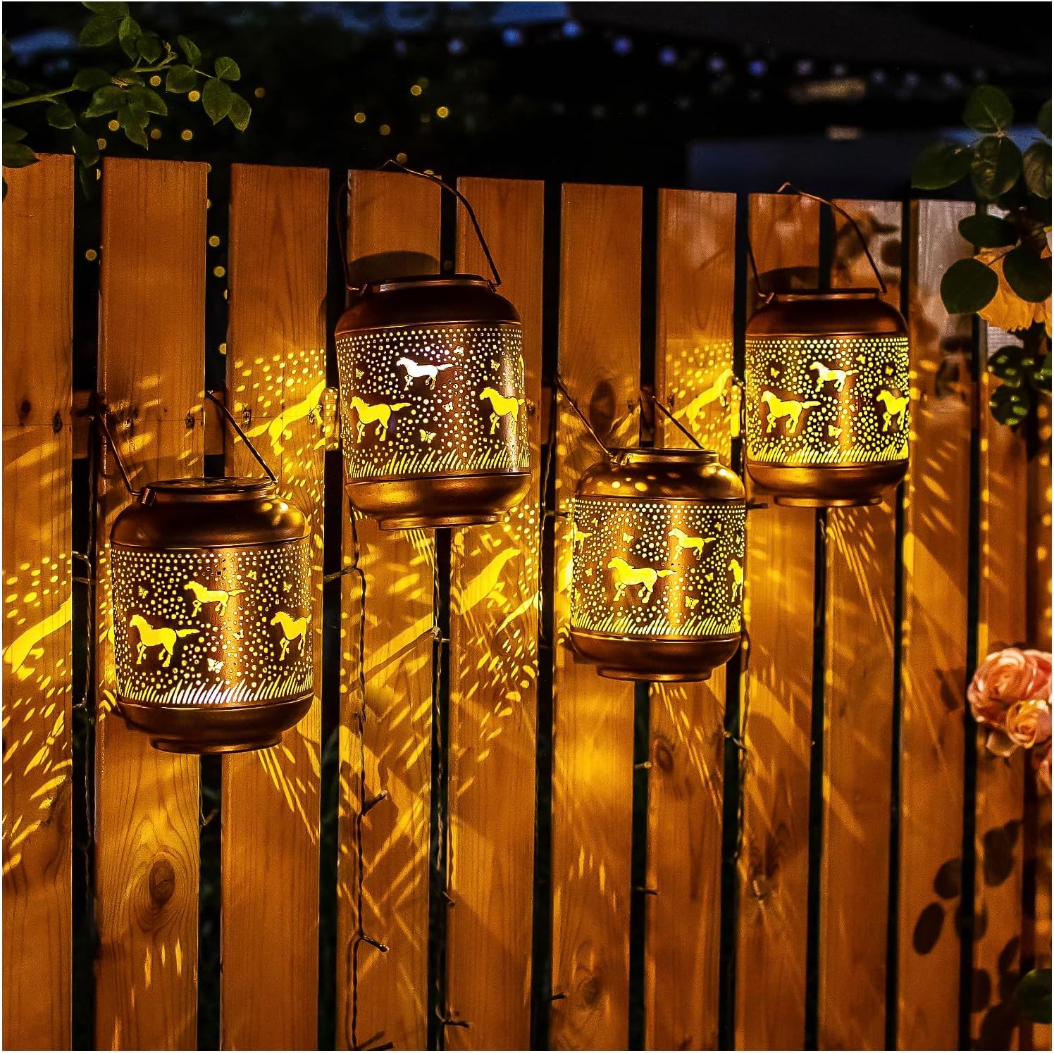 2 Pack Horse Solar Lanterns Outdoor Waterproof,Hanging Solar Lights Horse Gifts for Women Men Metal LED Decorative Light for Yard,Patio,Lawn,Tabletop,Pathway,Landscape,Garden Decor