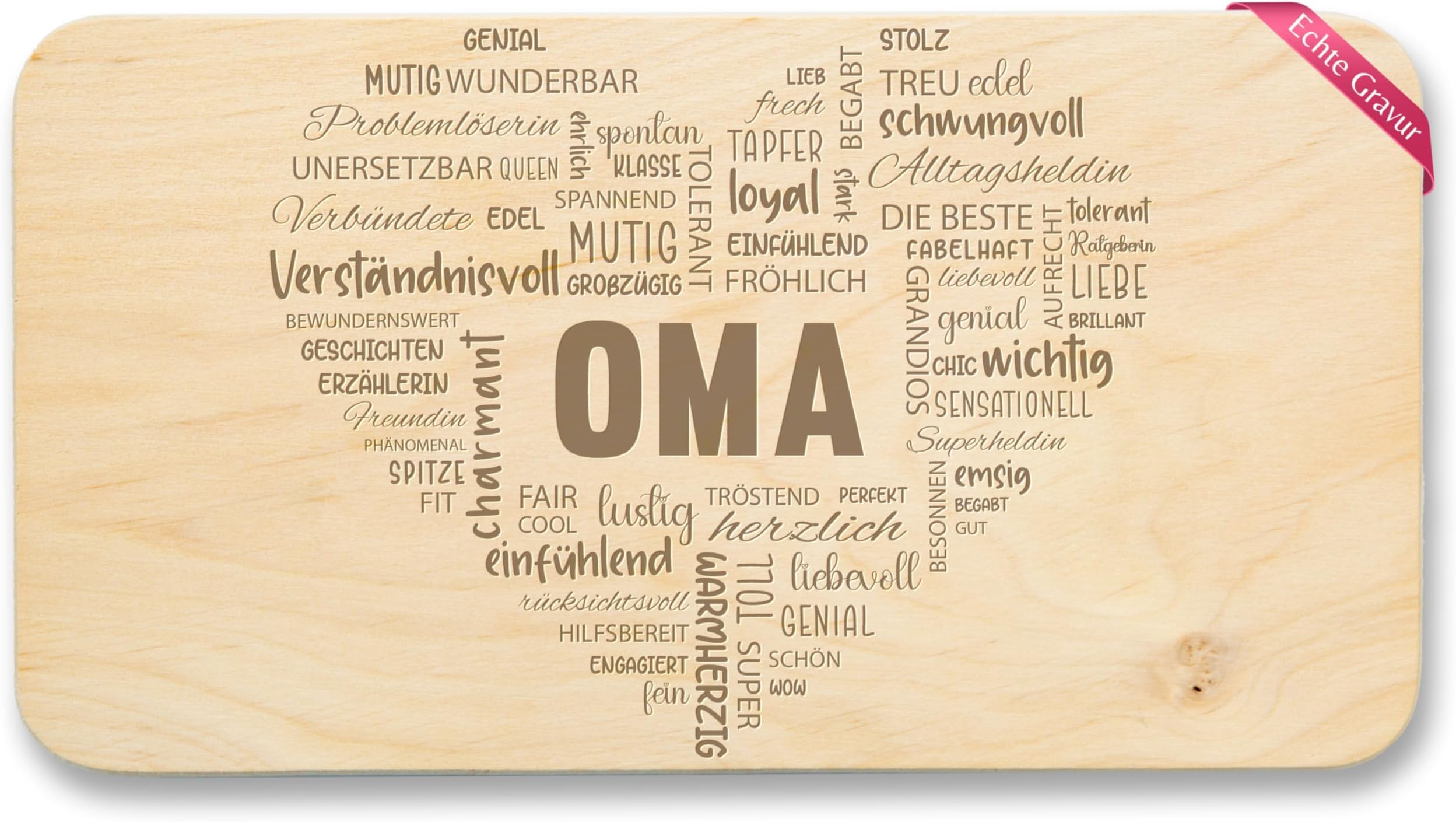 LOOPES Oma Frühstücksbrettchen Aus Holz - Personalisiert Geschenk Für Großmutter