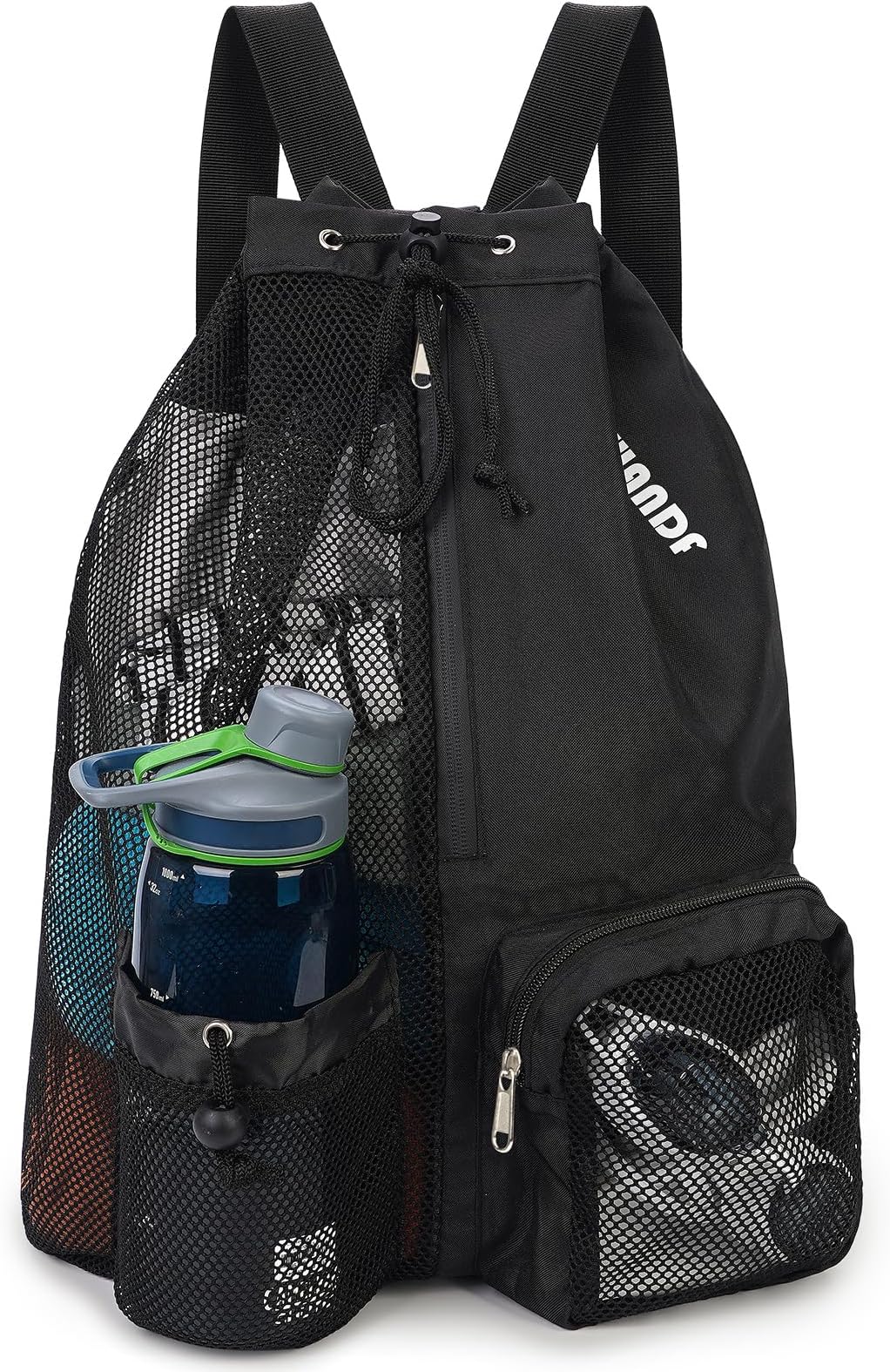 WANDF Swim Bag Mesh Drawstring Backpack with Wet Pocket for Swimming, Gym, and Workout Gear