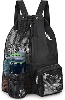 WANDF Swim Bag Mesh Drawstring Backpack with Wet Pocket for Swimming, Gym, and Workout Gear