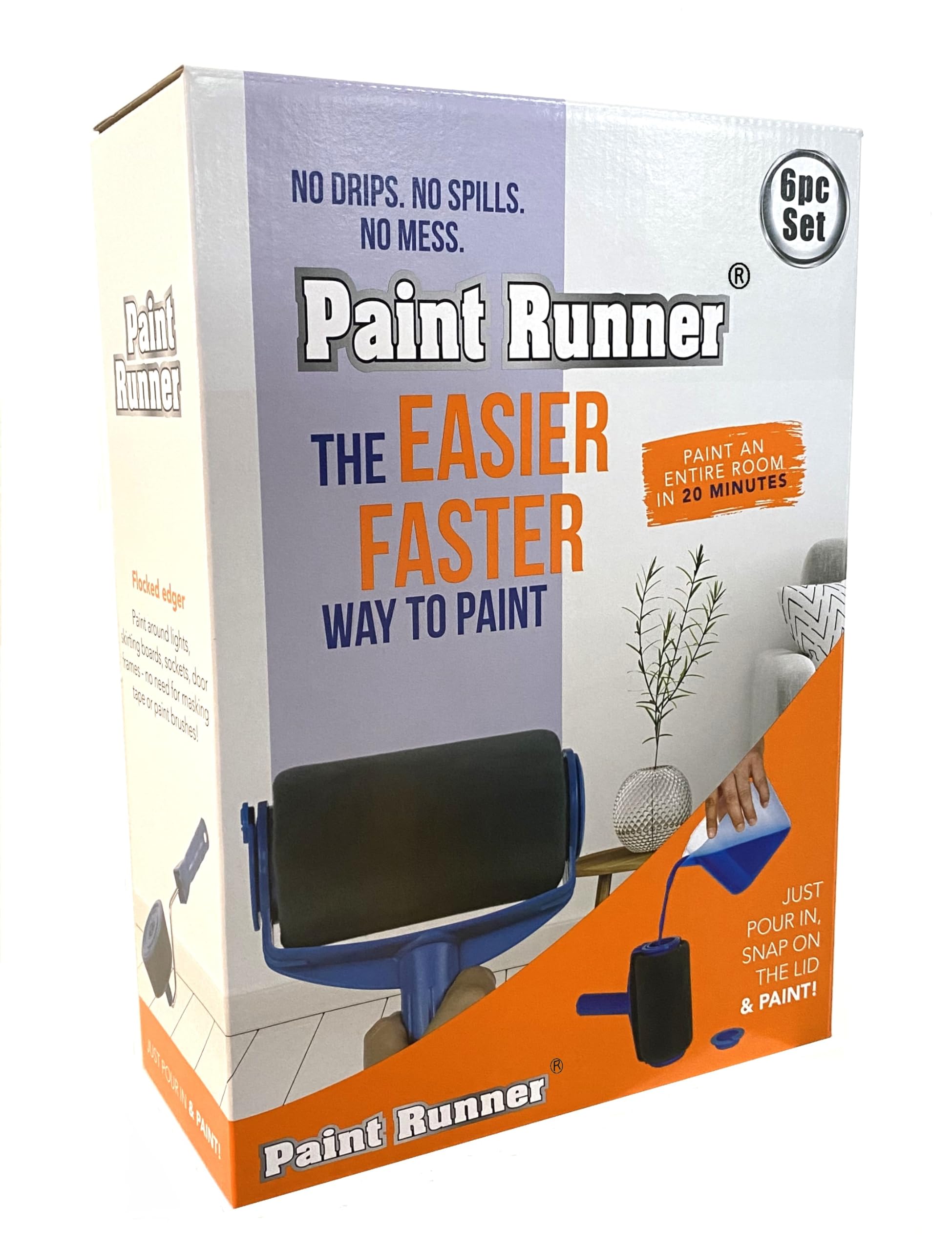 a Registered Trademark, Ultimate Paint Roller System - 6 pc Set, Paint continuously Without Dipping & Dripping & no Mess. Made in Indonesia. The Original Product