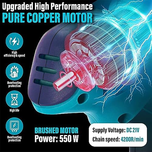 Miniatura 7 de Sainlogic Mini motosierra inalámbrica, mini motosierra de 6 pulgadas inalámbrica, motosierra de mano alimentada por batería, motosierra eléctrica