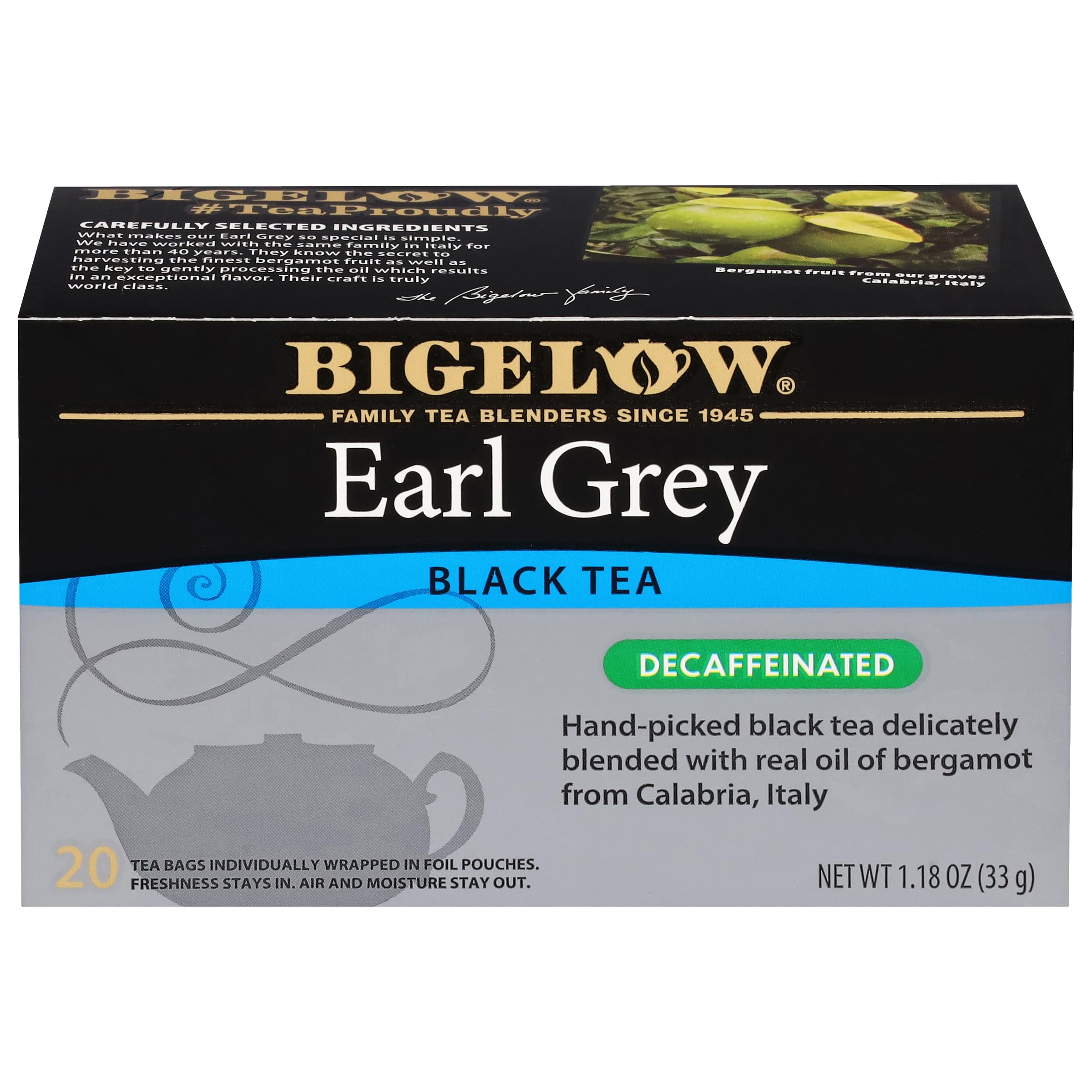 BigelowTea Earl Grey Tea (Decaffeinated), 20 Count(Pack of 1)