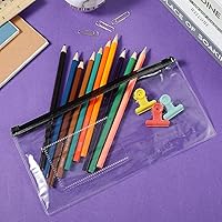 Vista 6 de Marspark 100 piezas de estuche transparente para lápices con cremallera, sobre a granel con bolsillo para etiquetas, sobres de plástico transparente