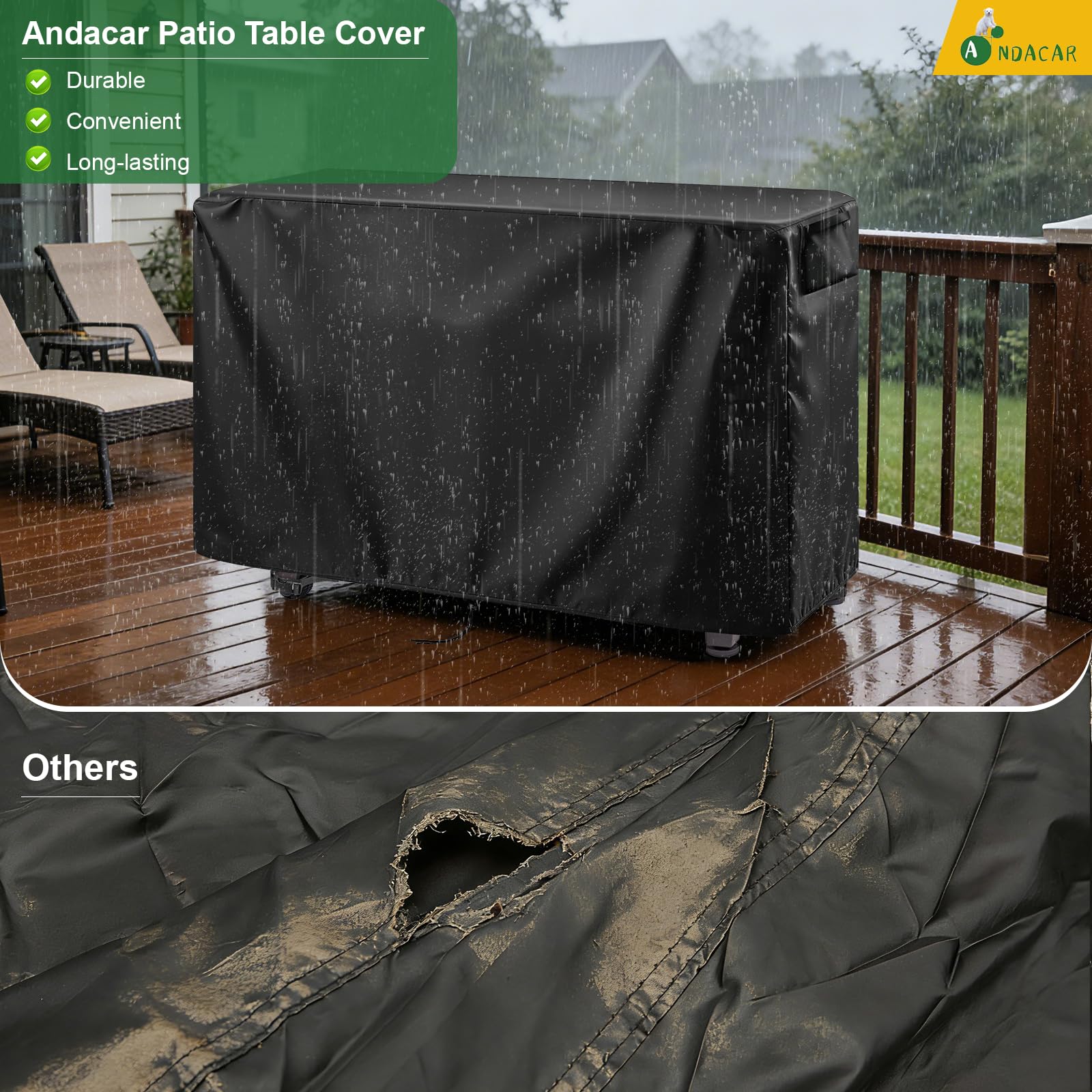 Ancadar Outdoor Bar Trolley Abdeckung Wasserdicht Staubdicht Oxford Tuch Abdeckung Werkzeugkoffer Abdeckung (132,1 x 55,9 x 91,4 cm)