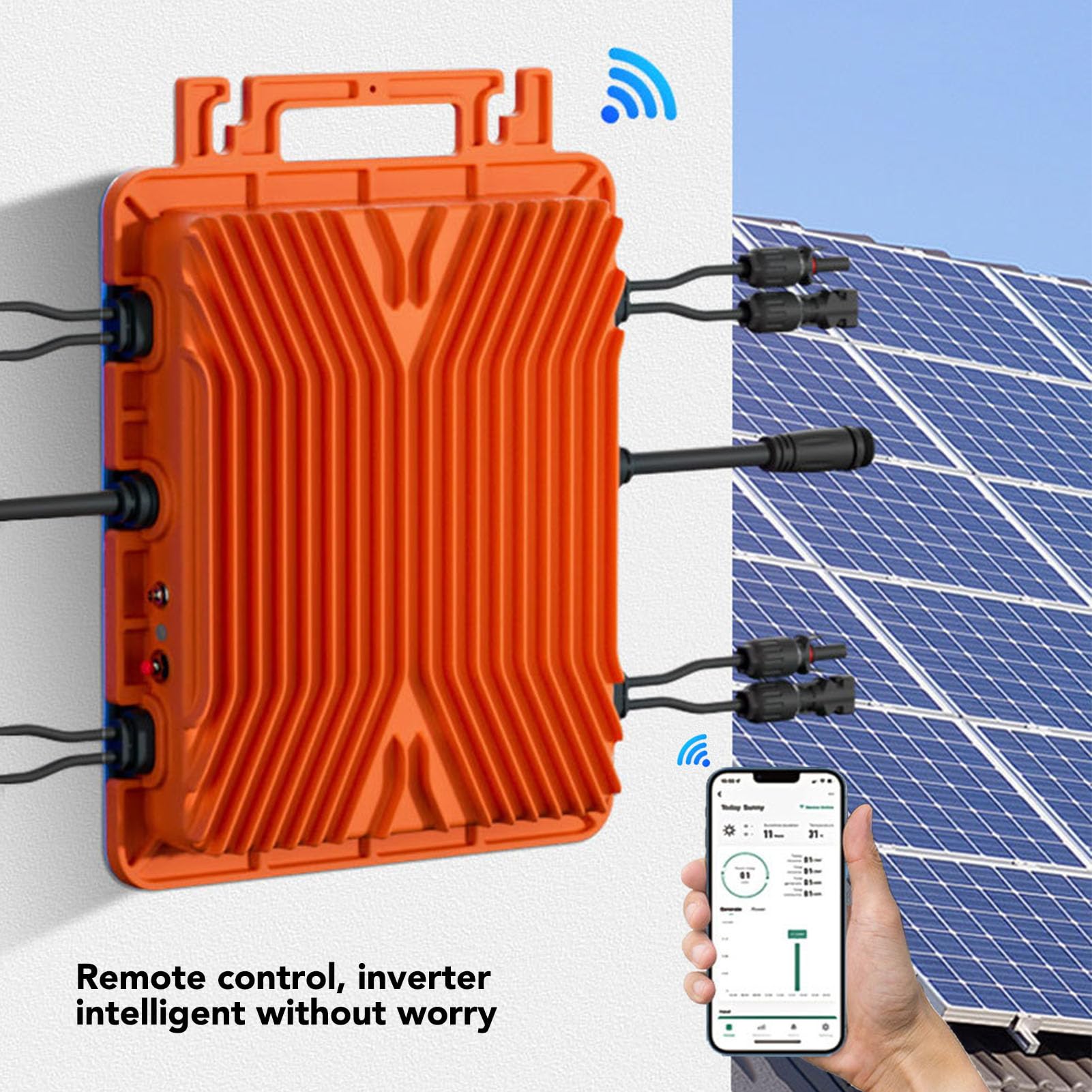 Eujgoov Microinversores, Panel Solar Conexión a Red Micro Inversor Control WiFi Monofásico 2800W Seguimiento MPPT para Fácil Mantenimiento con Soporte para Estructura, Monitoreado