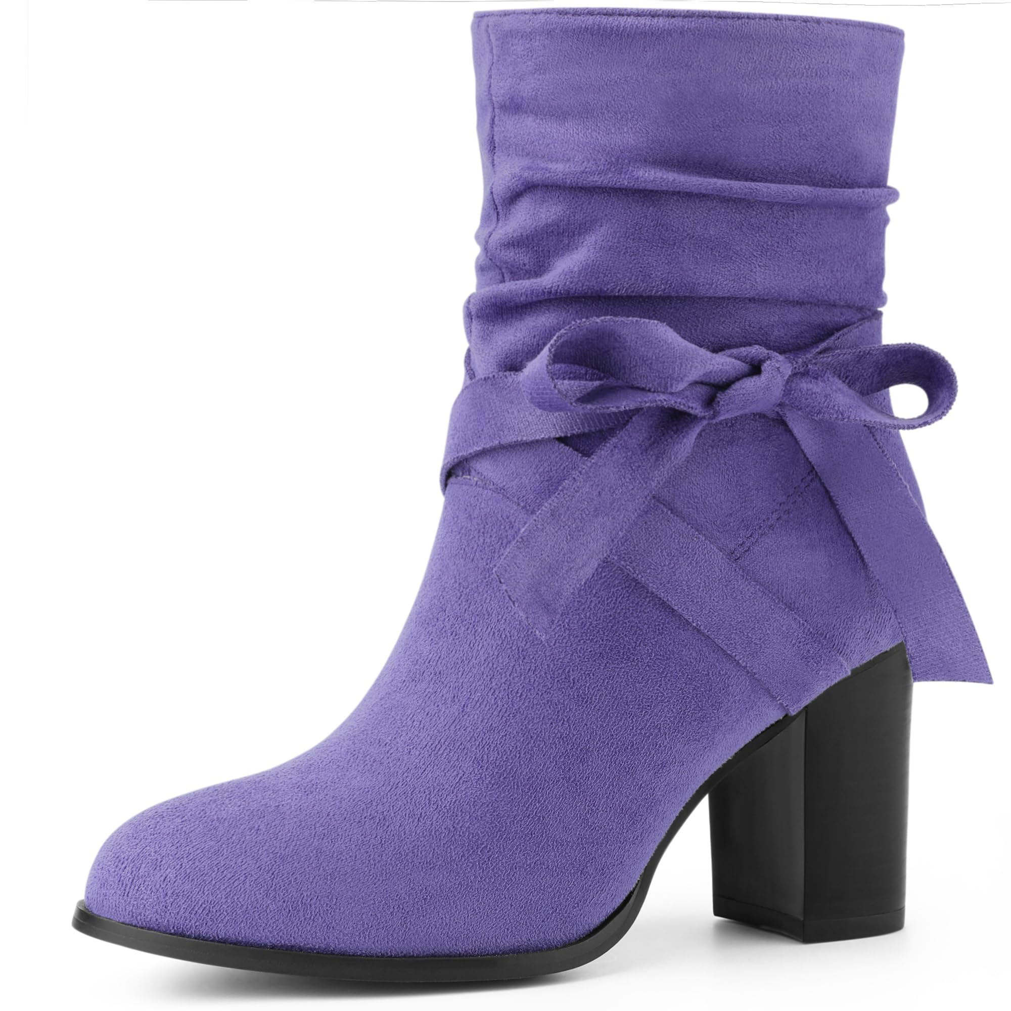 Allegra K Womens Slouch Chunky Heel Ankle Boots