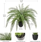 Hollyone Large Artificial Fern Potted Plant for Outdoors Indoors Lifelike Faux Boston Fern Artificial Plants Fern in Black Pot for Garden Patio Home Farmhouse Windowsill Office Decoration