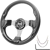 Vista 9 de D Golf Cart - Volante de 12.5 pulgadas, para Club Car EZGO Yamaha carrito de golf, con botón de bocina de coche, volante de carreras genial