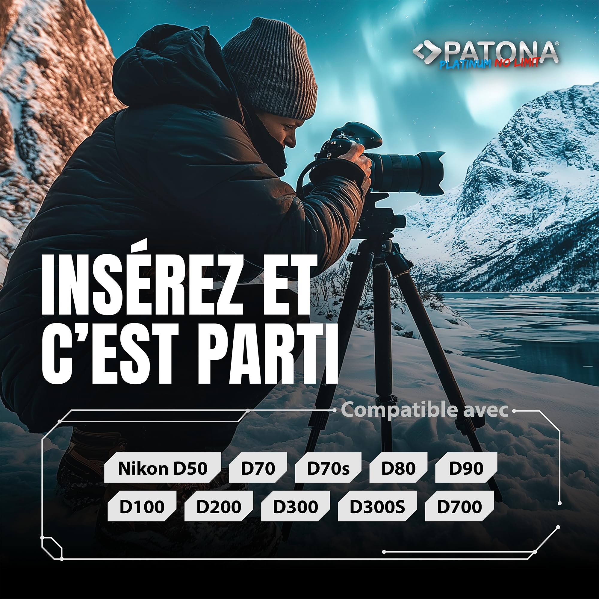 PATONA Platinum Lot de 2 Batteries EN-EL3E 2250 mAh USB-C pour Nikon