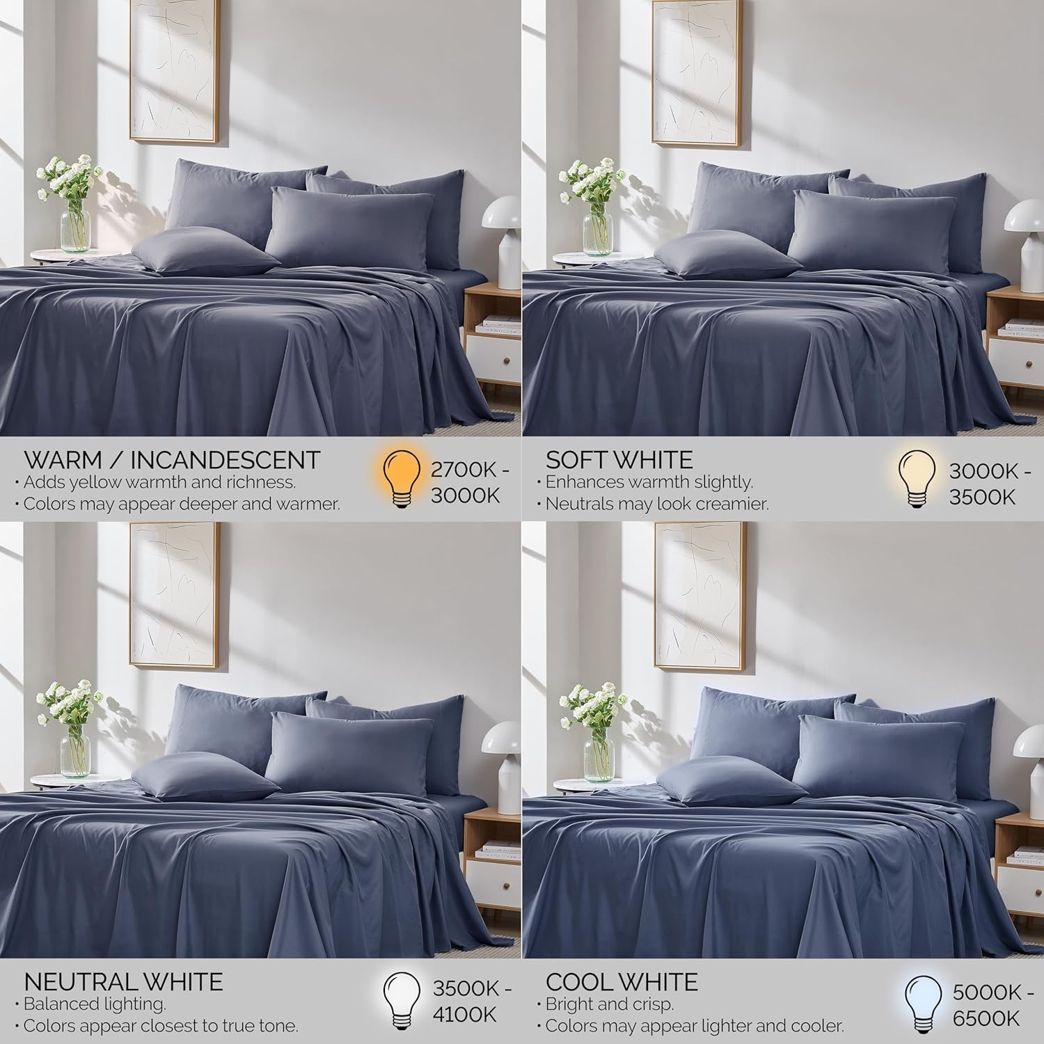 Southshore Fine Living, Inc. Extra Deep Pocket Queen Sheet Set Fits Up to 21 Inches, 6 Piece Queen Bed Sheets Microfiber, Pet Hair Resistant Bedding Ultra Soft Hotel Quality Microfiber - Dark Blue