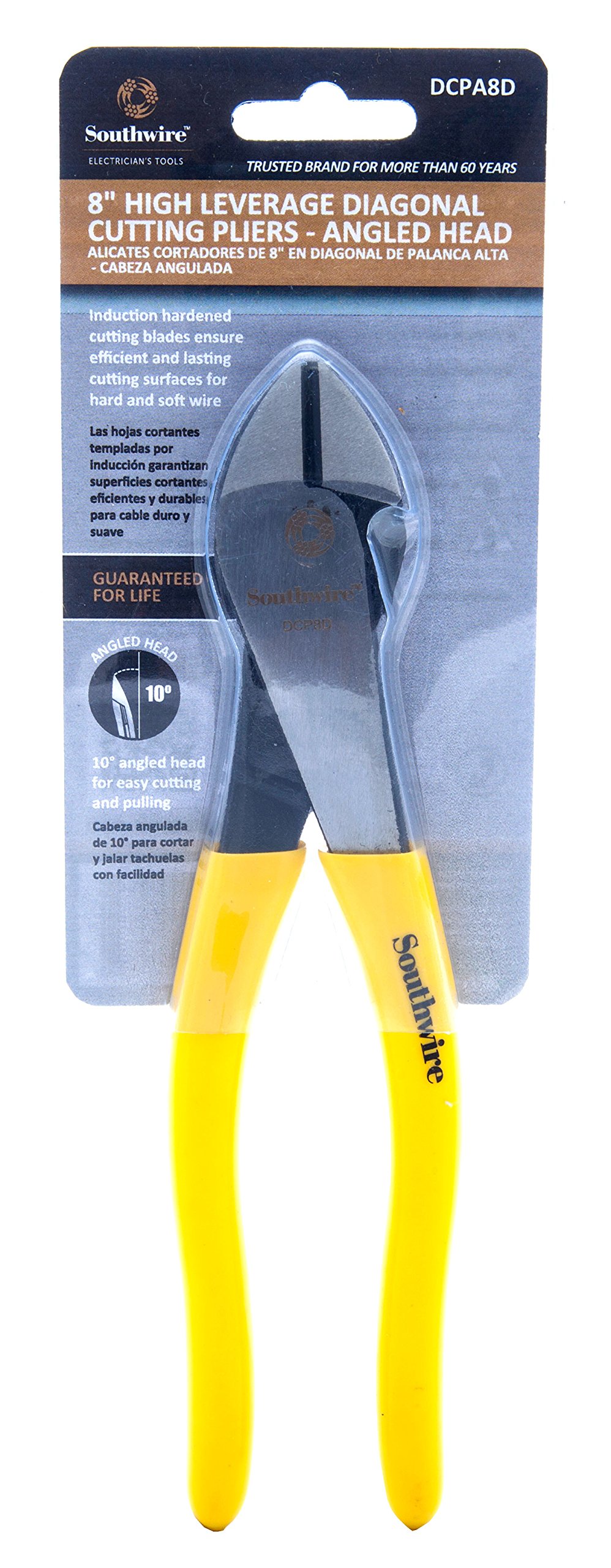 Southwire Tools & Equipment DCPA8D 8-Inch Angled Head High-Leverage Diagonal Cutting Pliers with Dipped Handles - Image 2