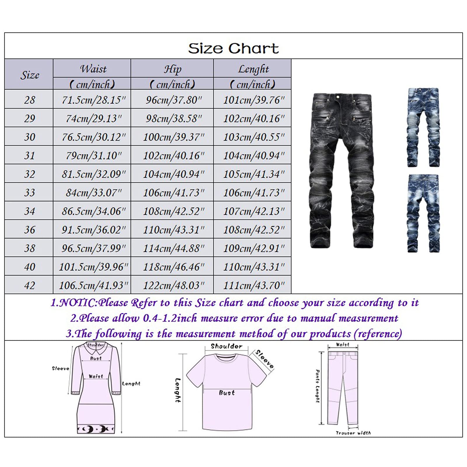 Pantaloni in jeans da uomo a coste, con tasche, in denim, slim fit, oversize, elasticizzati, leggeri, per il tempo libero, per l'estate