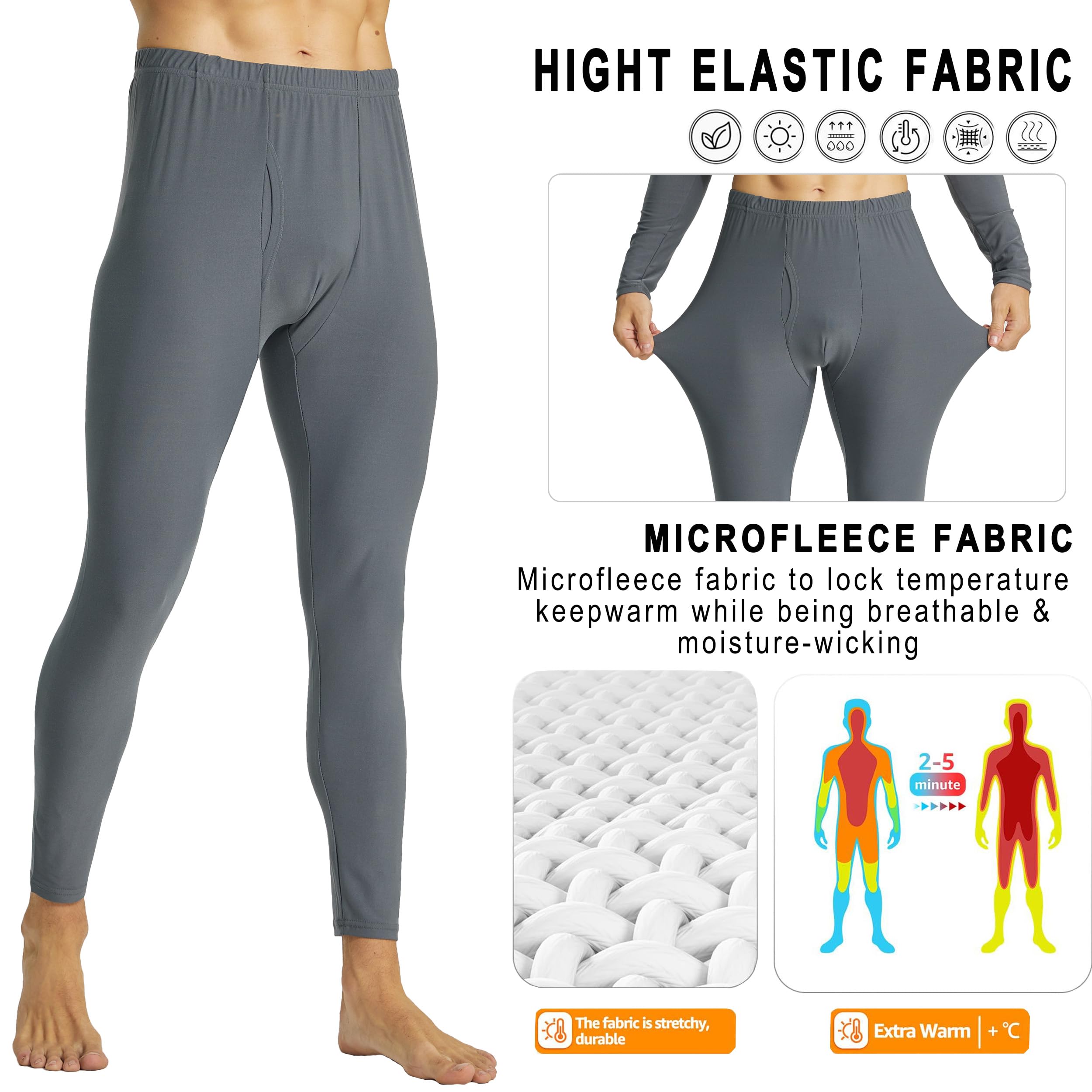 YUSHOW sous Vetement Thermique Homme Pantalons Doublés en Molleton Longs Caleçons Longs Legging Chaud Collant Homme Hiver Doux 2 Pack