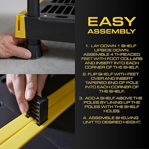 Miniatura 7 de CX Negro y amarillo, estantería y contenedores de almacenamiento resistentes, extremadamente duraderos (estante + contenedor de 27 galones (paquete