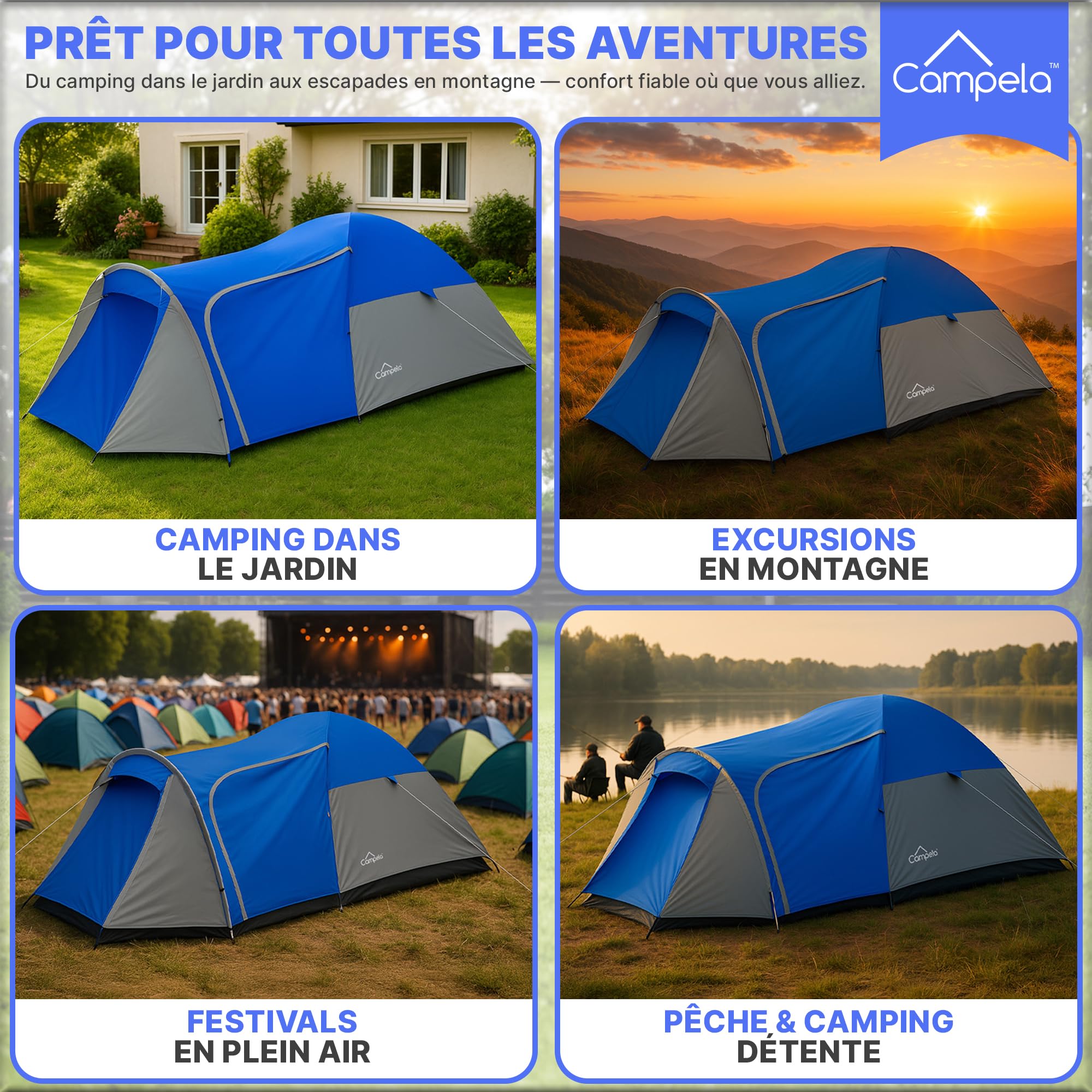 Tente igloo 3 personnes étanche à montage rapide - Tente igloo légère et compacte avec moustiquaire - Haute pour hiver, trekking, festival, vacances, camping