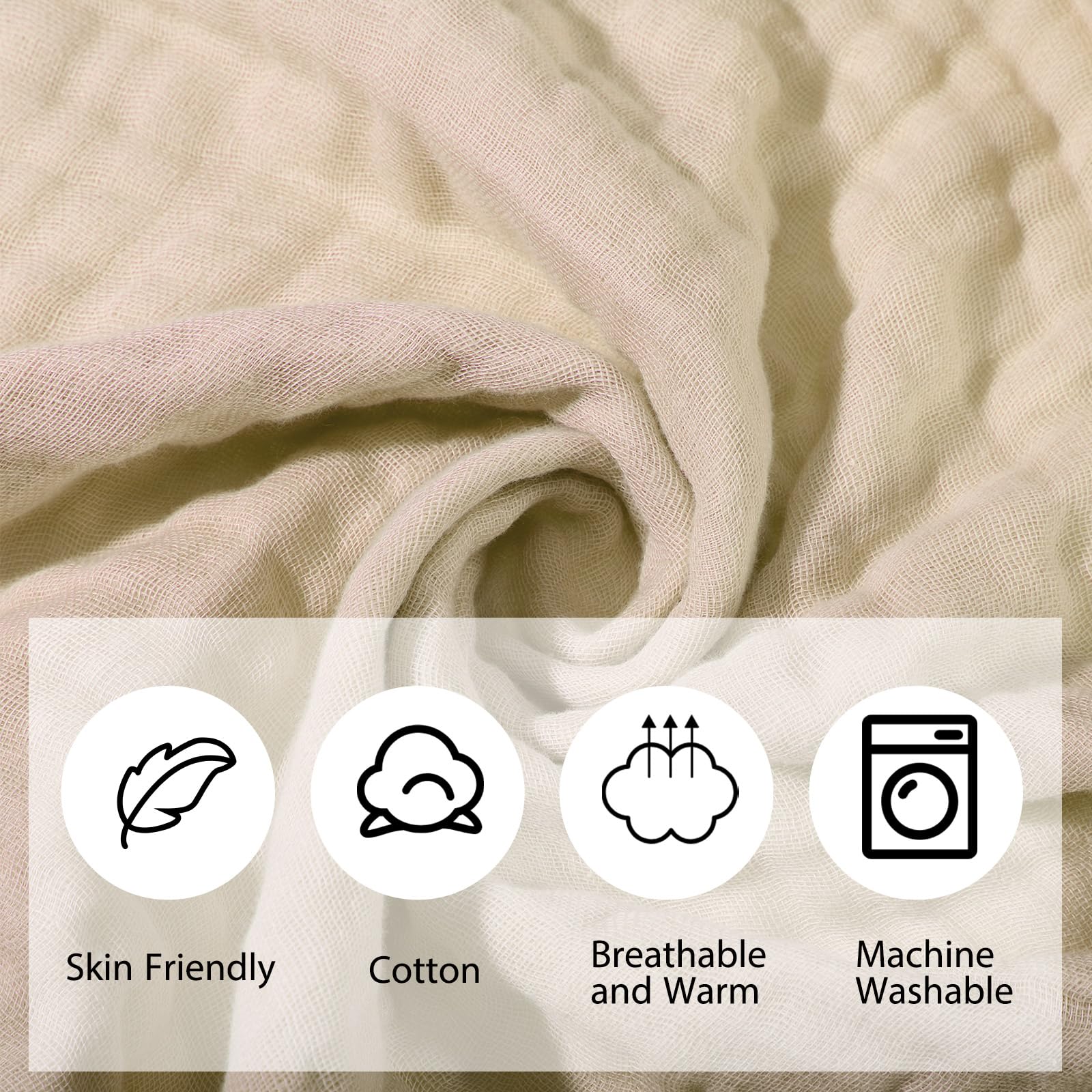 VitalCozy Juego de toallas de baño con capucha para bebé, 6 capas, muselina de algodón, toalla para niños pequeños, paños para eructos, regalos de ducha, regalo de registro de recién nacidos, manta de